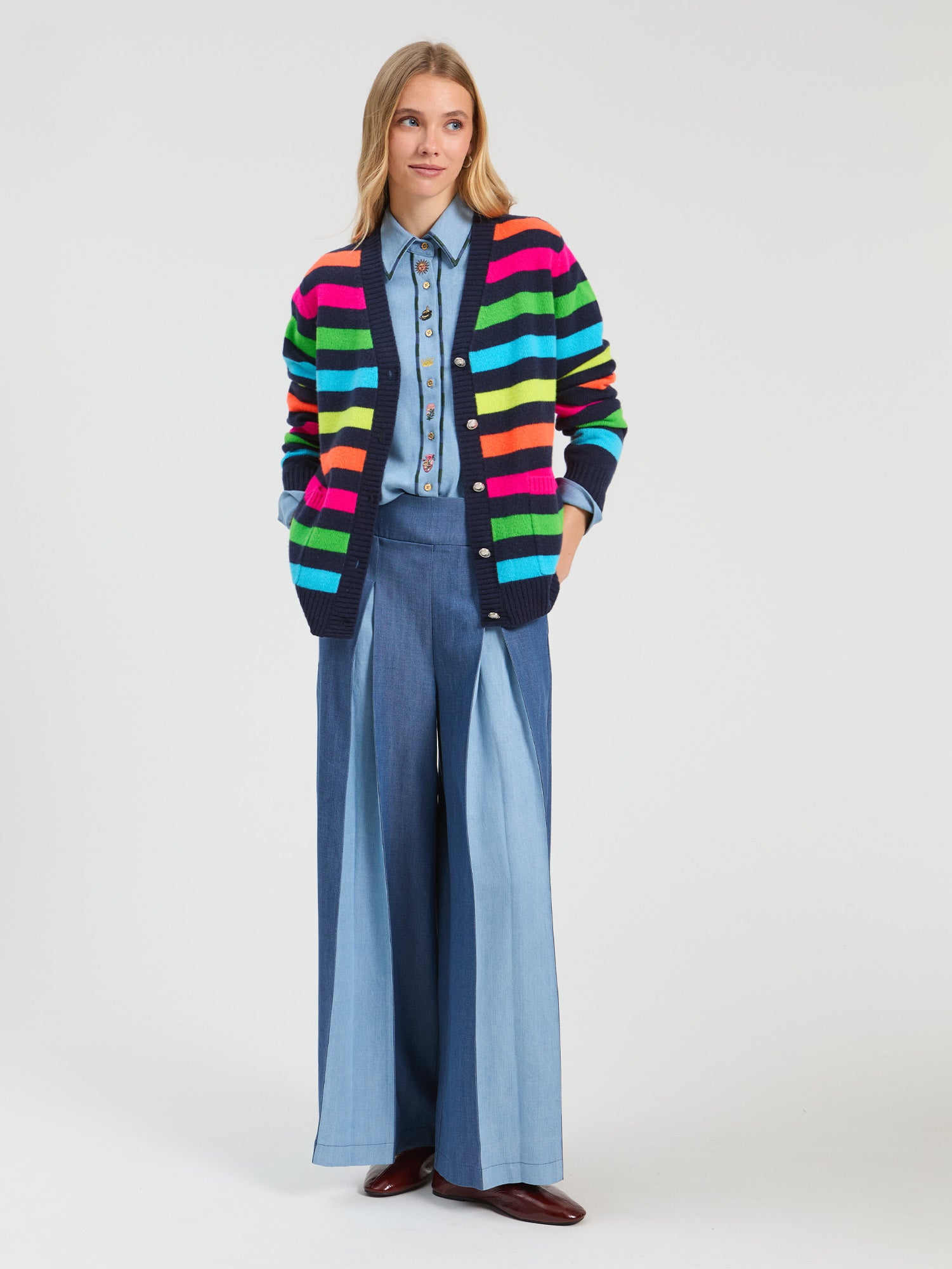 TENCEL DENIM PALAZZO TROUSERS