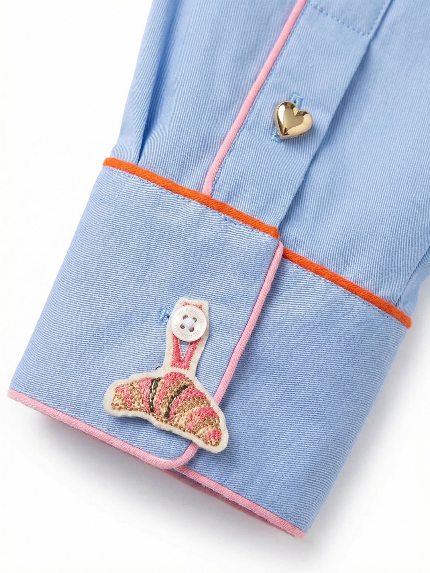 BLUE SHIRT WITH CONTRAST PIPING