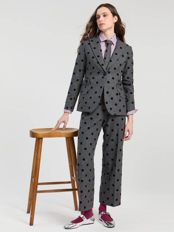 PANTALÓN TRAJE LUNARES DETALLES BOLSILLO