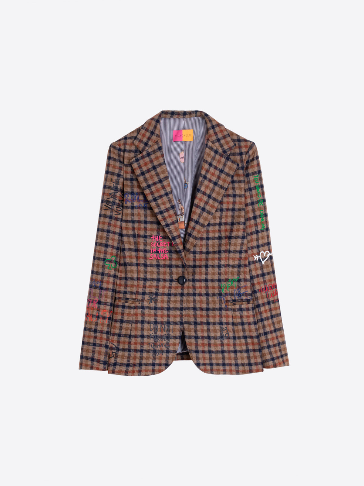 CHAQUETA CUADROS TEJA NORIA
