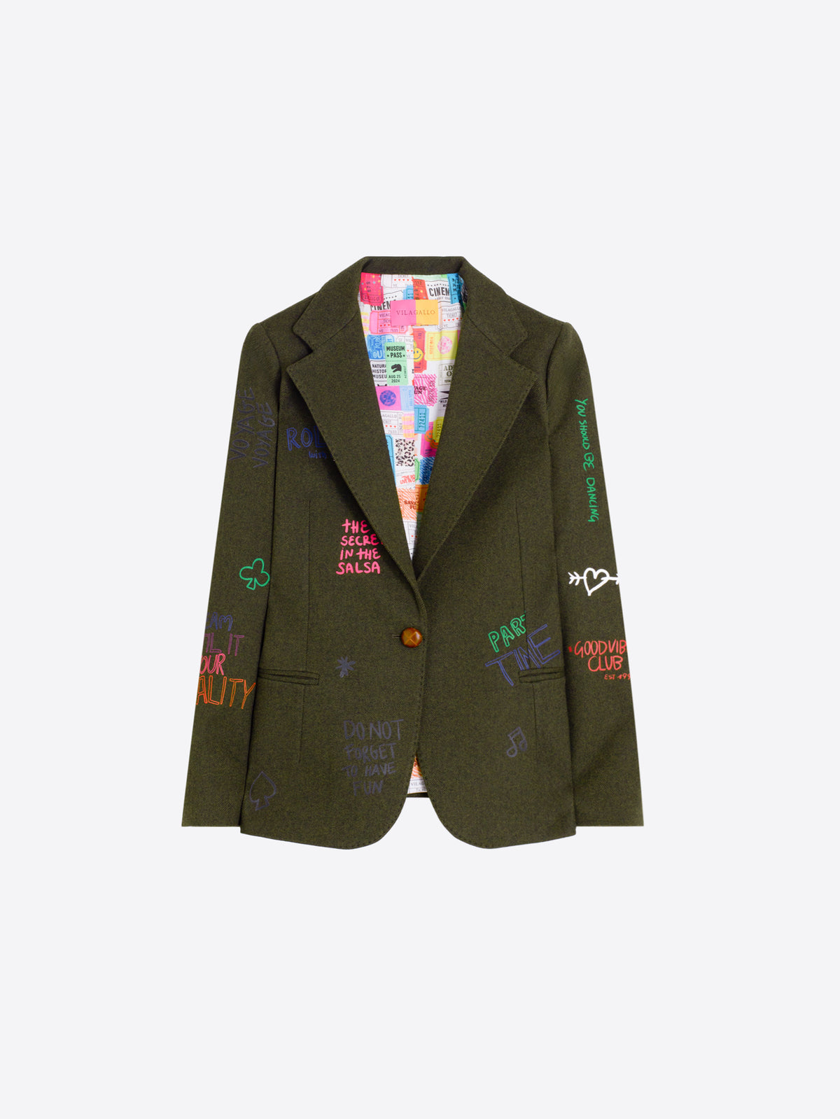 CHAQUETA VERDE FRANELA SERIGRAFIA NORIA