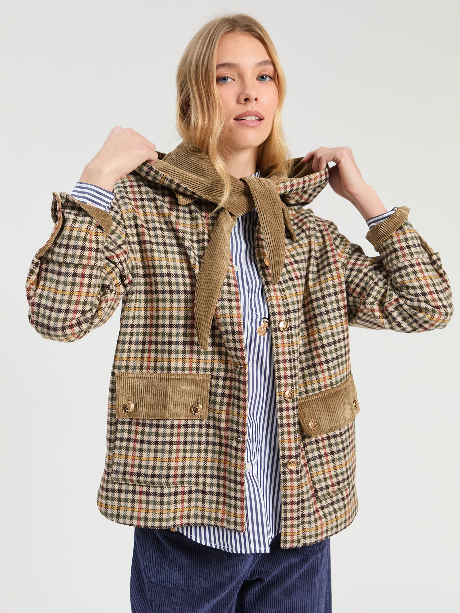 HOUNDSTOOTH JACKET REMOVABLE HOOD