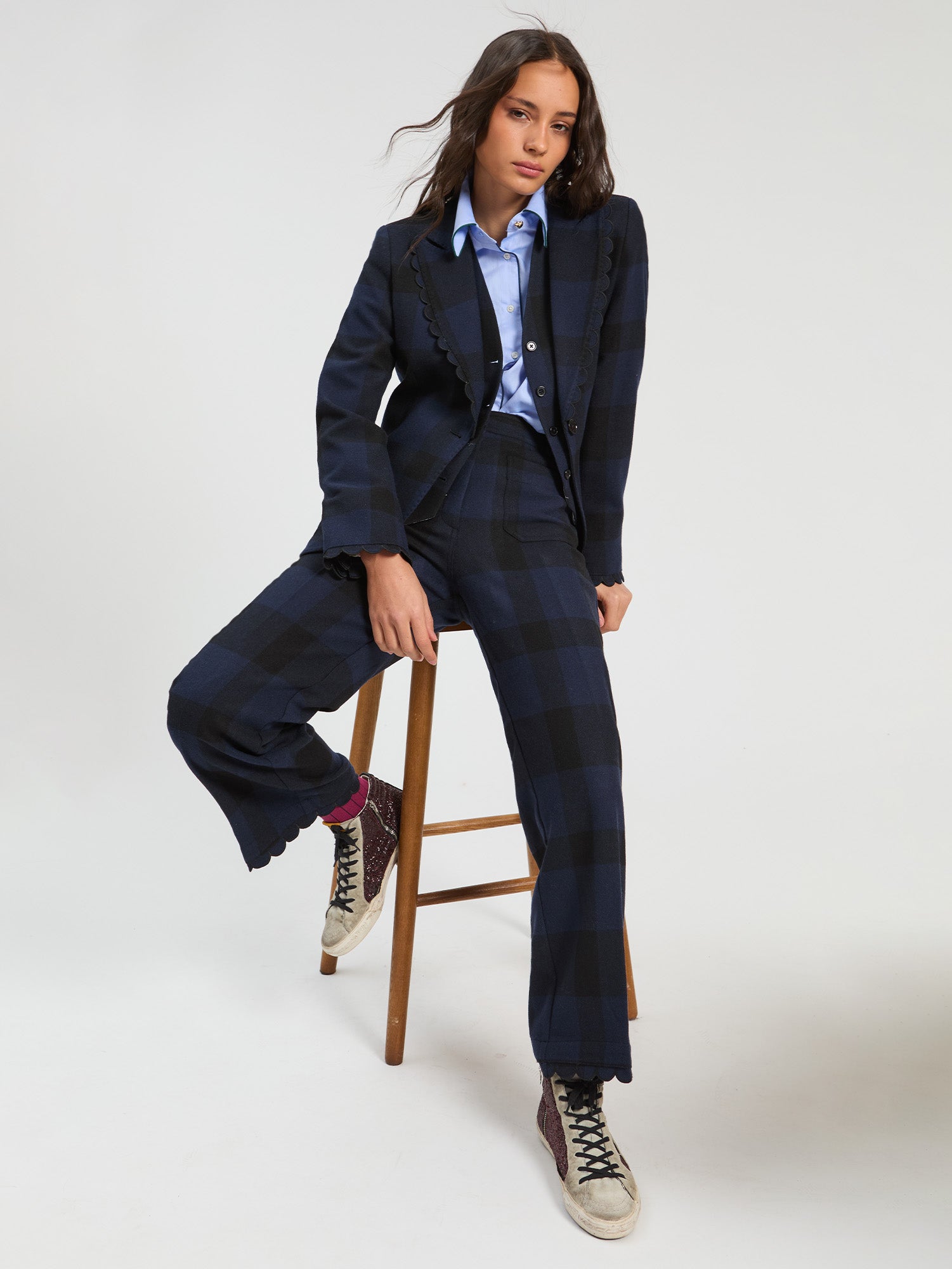NAVY BLACK GINGHAM JACKET