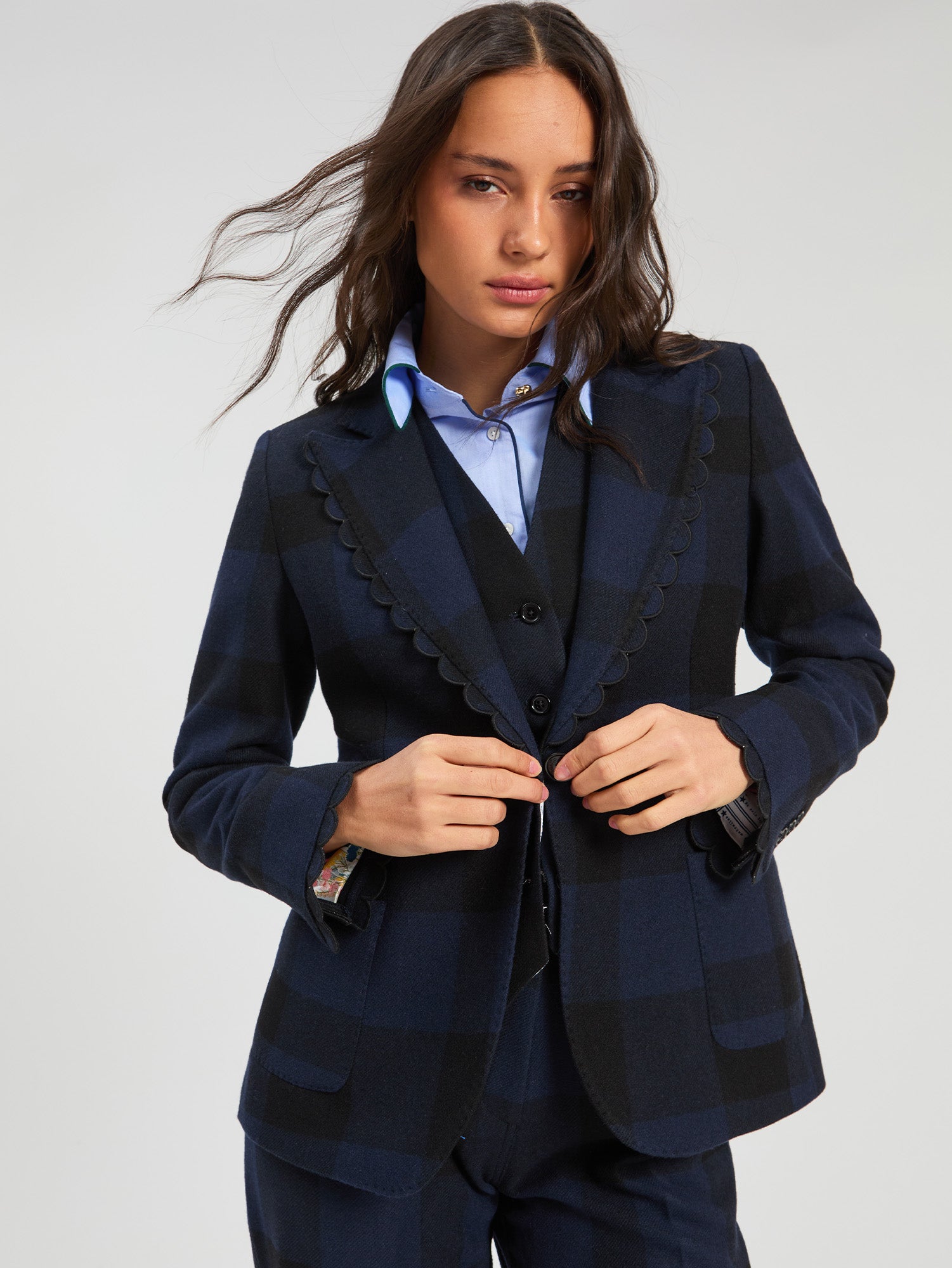 NAVY BLACK GINGHAM JACKET