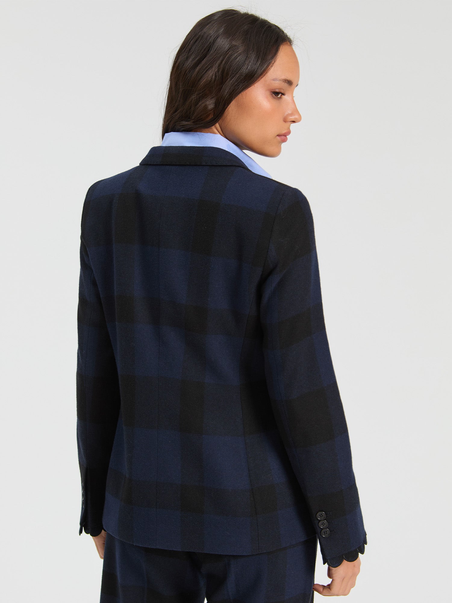 NAVY BLACK GINGHAM JACKET
