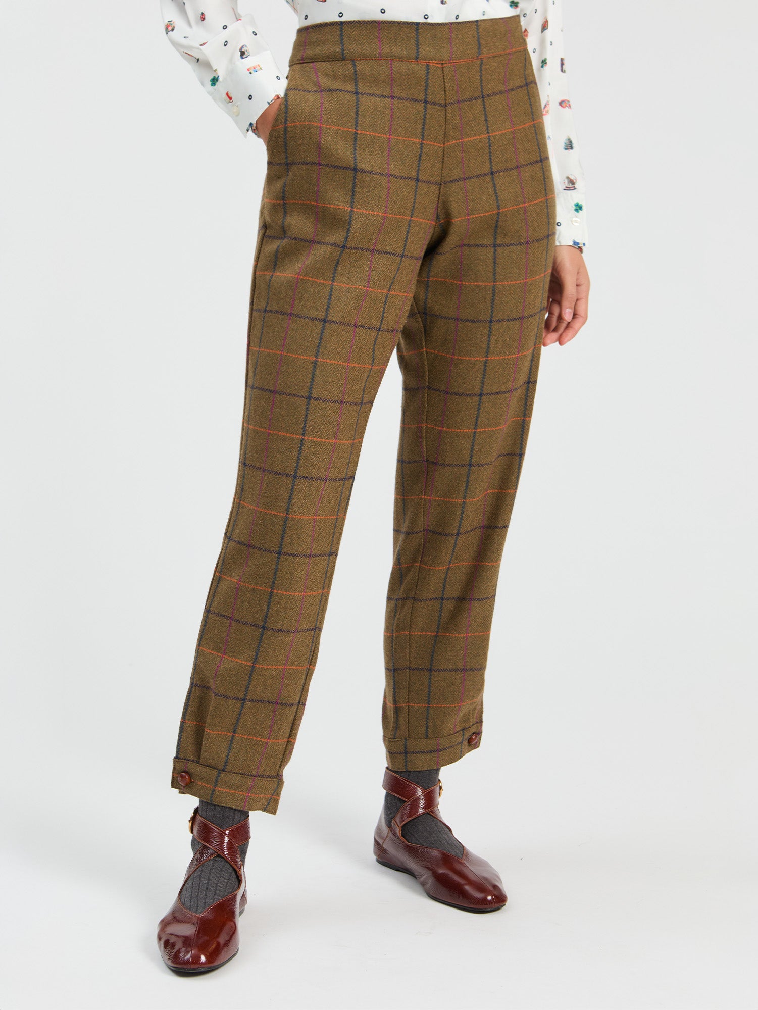 BROWN PLAID HAREM PANTS