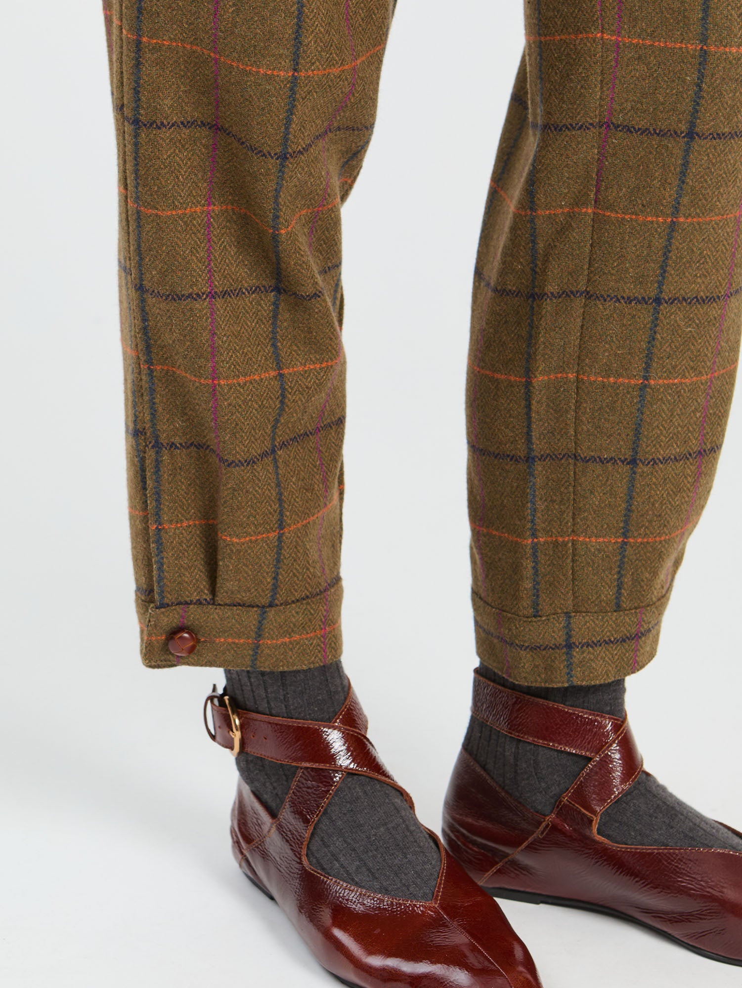 BROWN PLAID HAREM PANTS