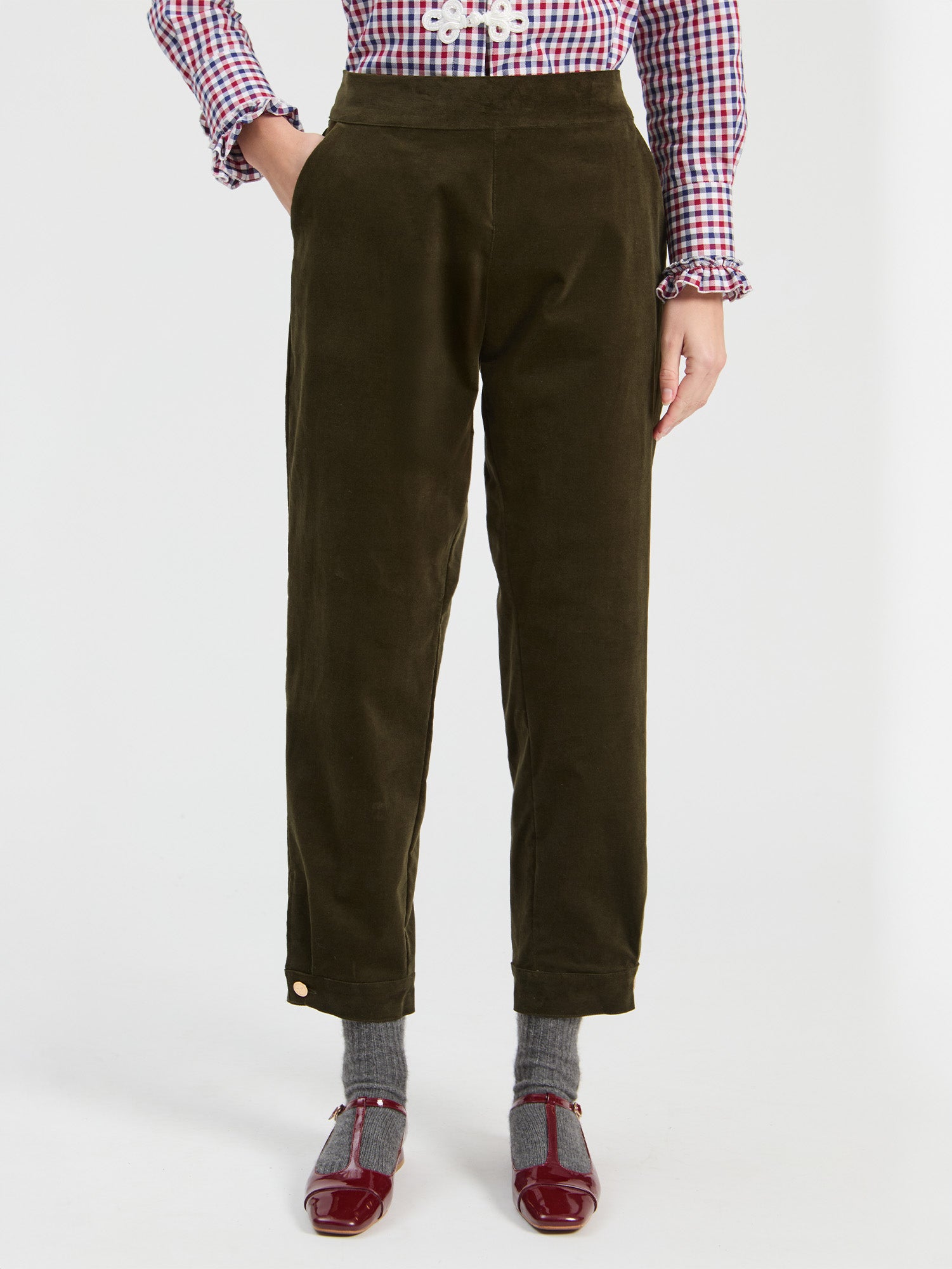 HUNTER GREEN VELVET HAREM PANTS