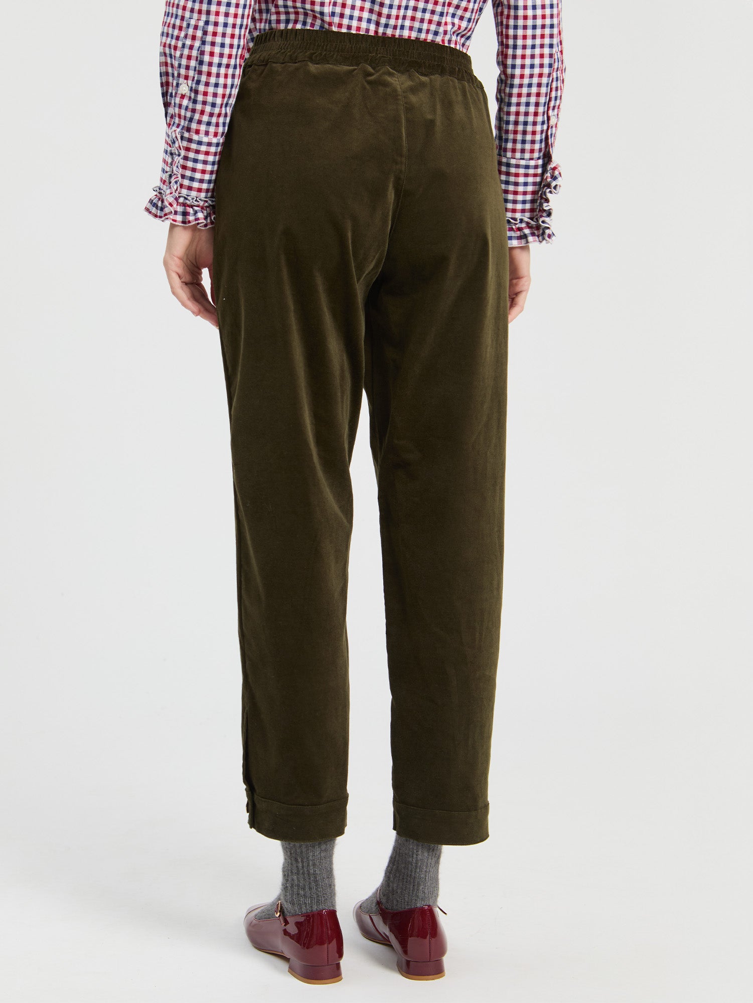 HUNTER GREEN VELVET HAREM PANTS