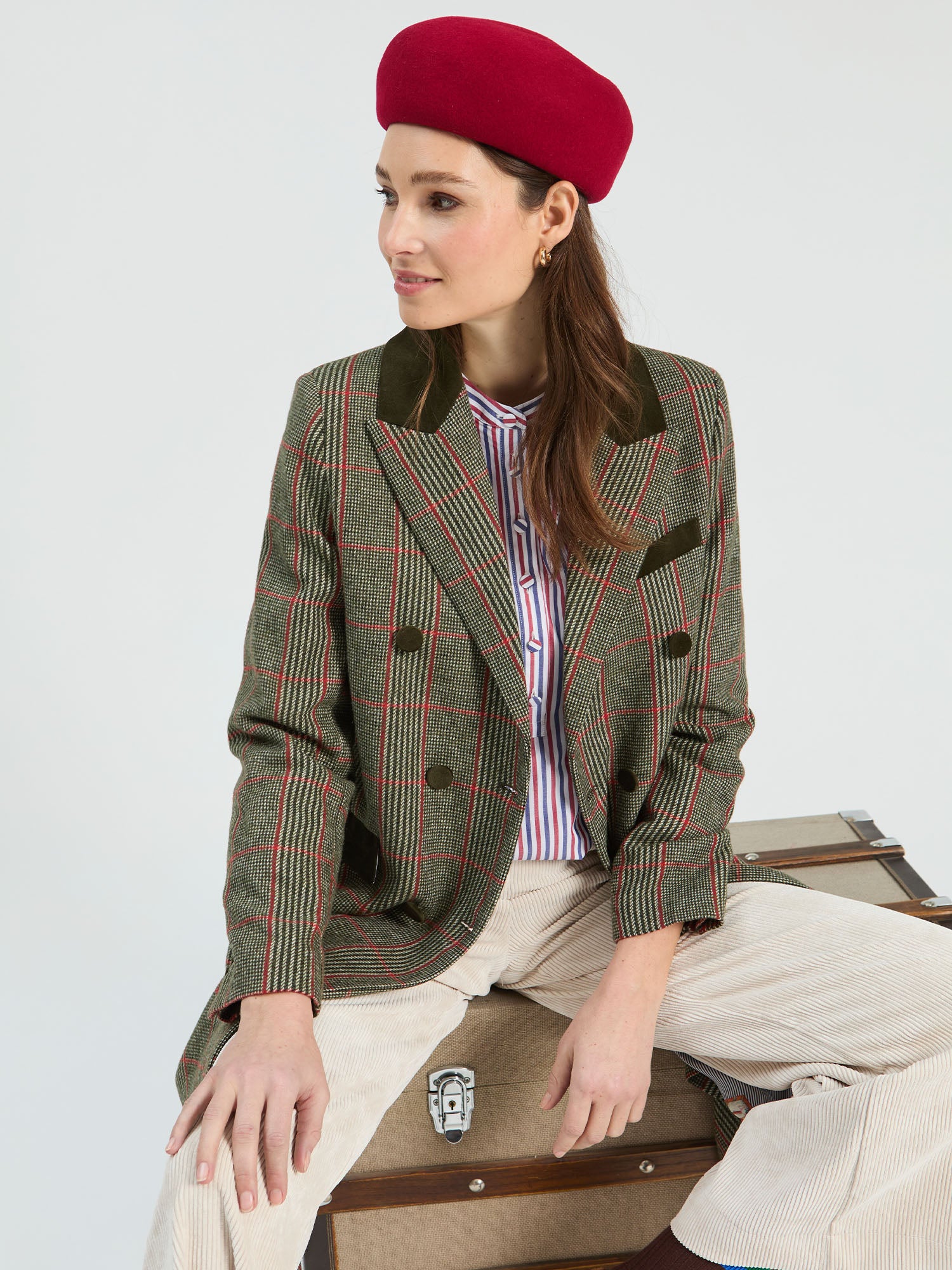 GREEN PRINCE OF WALES CHECK COAT