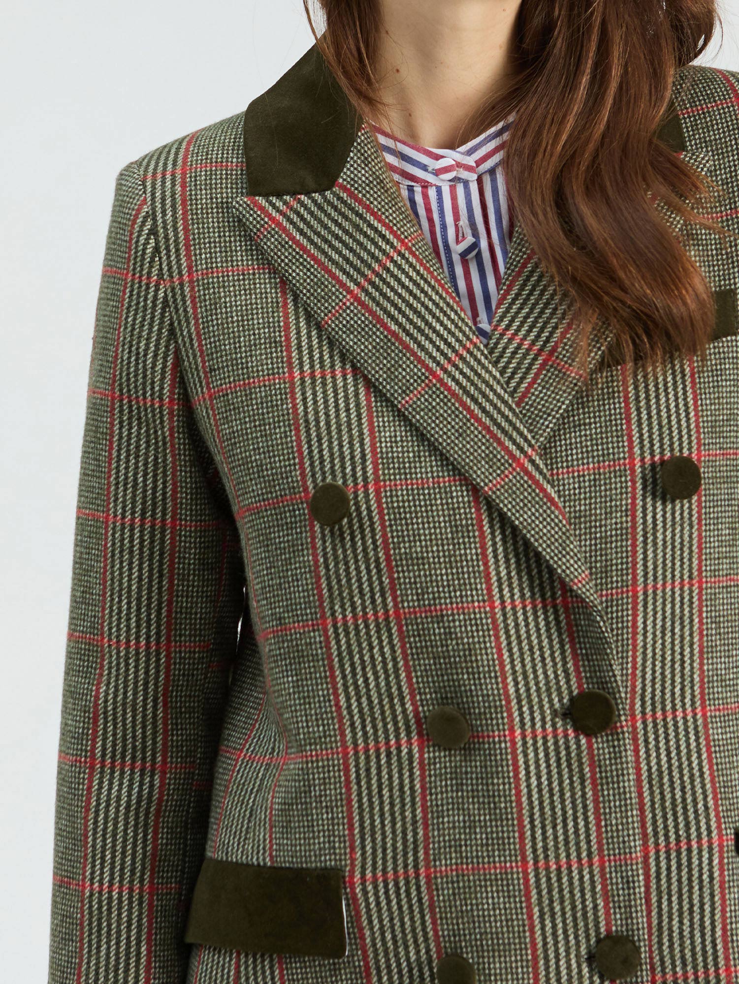 GREEN PRINCE OF WALES CHECK COAT