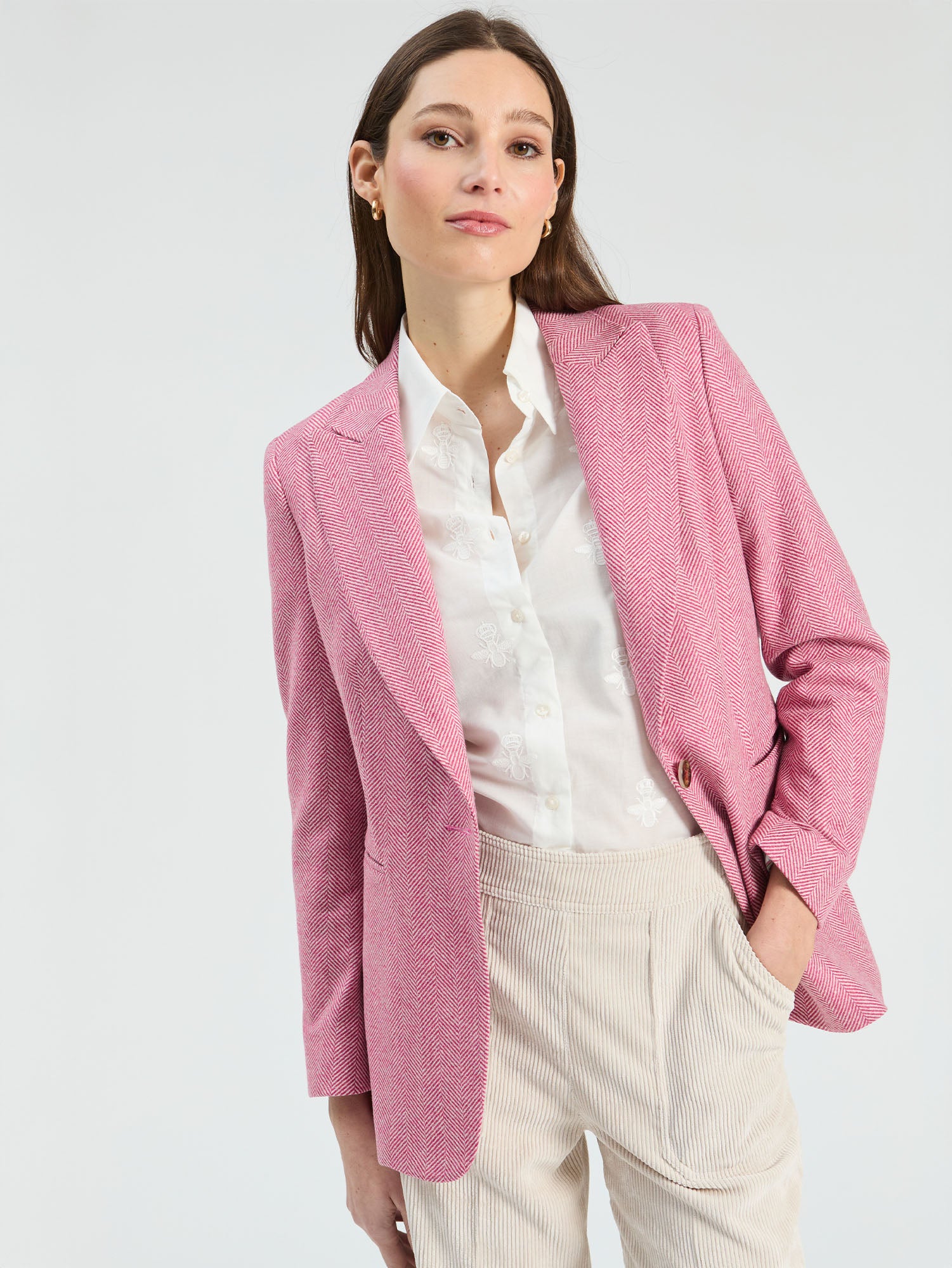 RASPBERRY HERRINGBONE JACKET