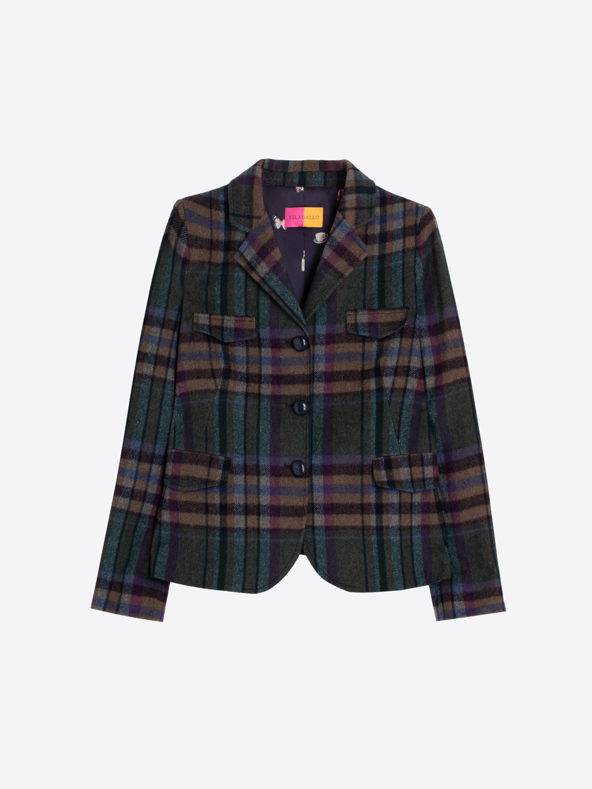 GREEN AND BURGUNDY CHECKED JACKET
