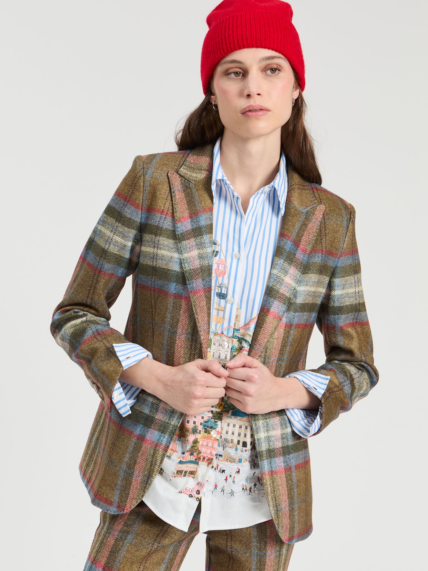 BROWN CHECKED JACKET