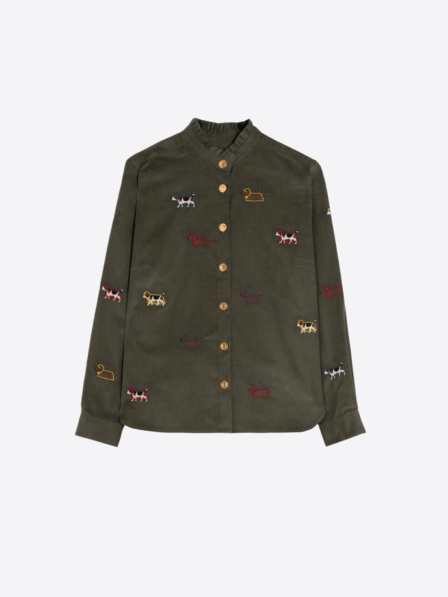 FINE CORDUROY GREEN SHIRT