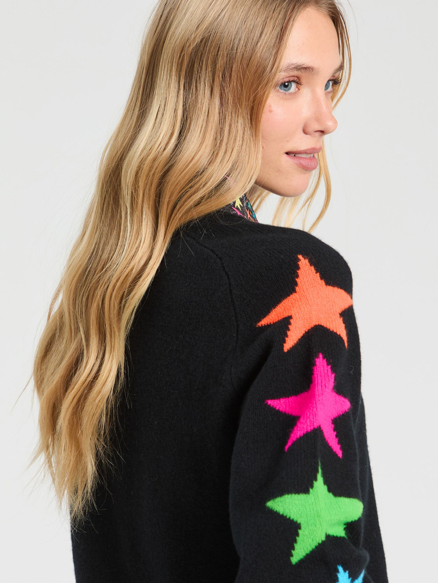 BLACK INTARSIA STARS JUMPER