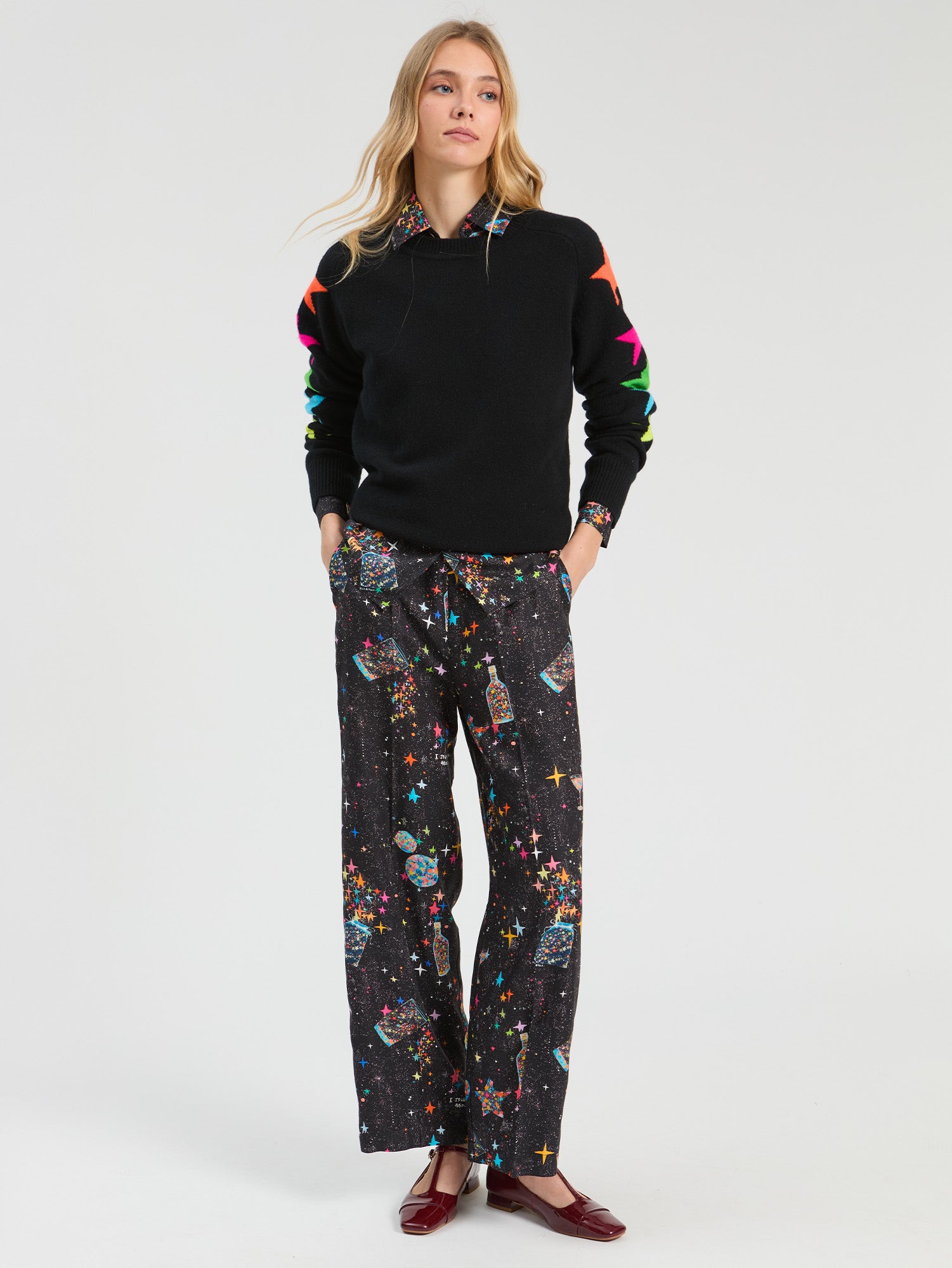BLACK INTARSIA STARS JUMPER
