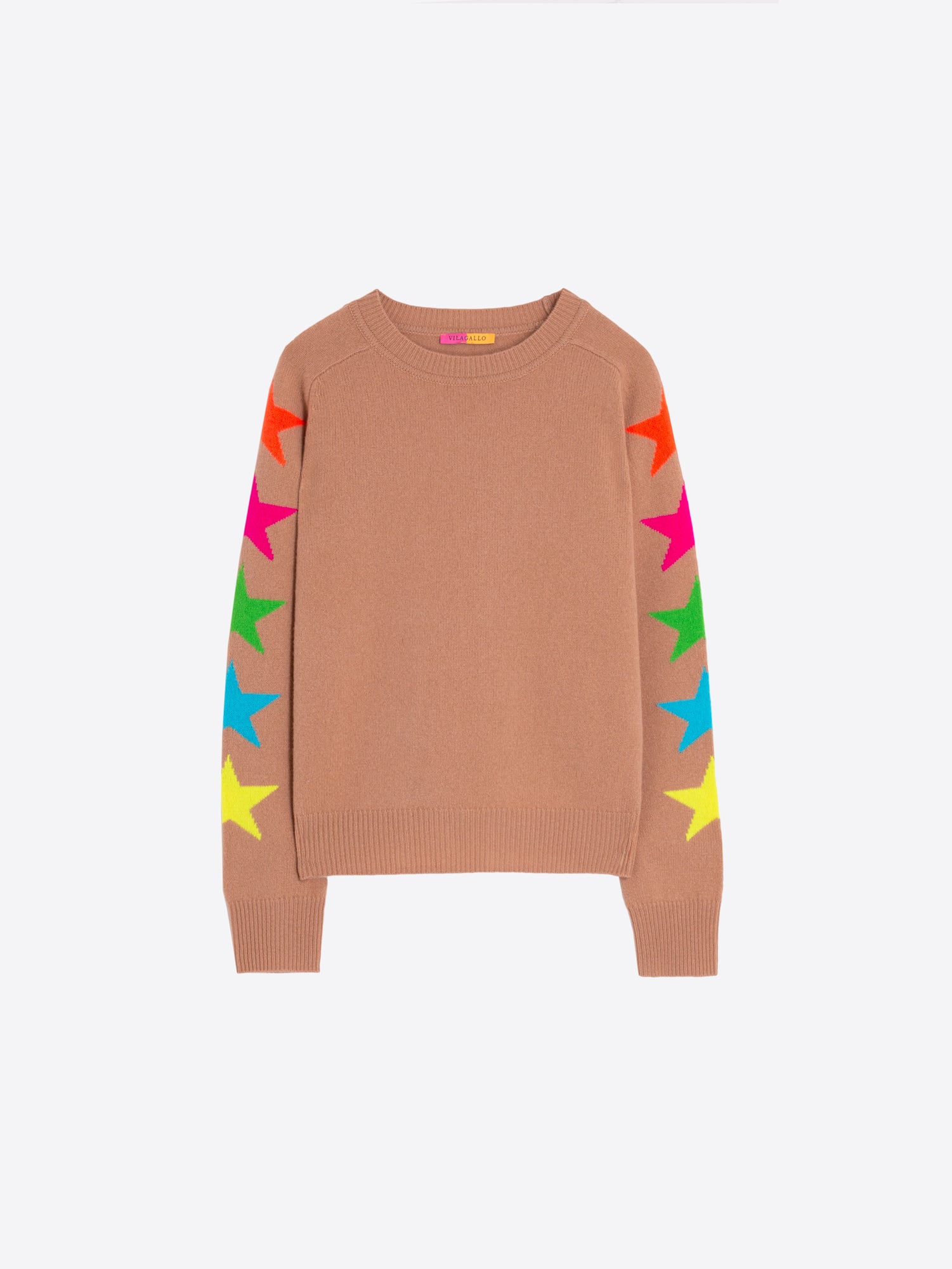 BEIGE INTARSIA STAR JUMPER