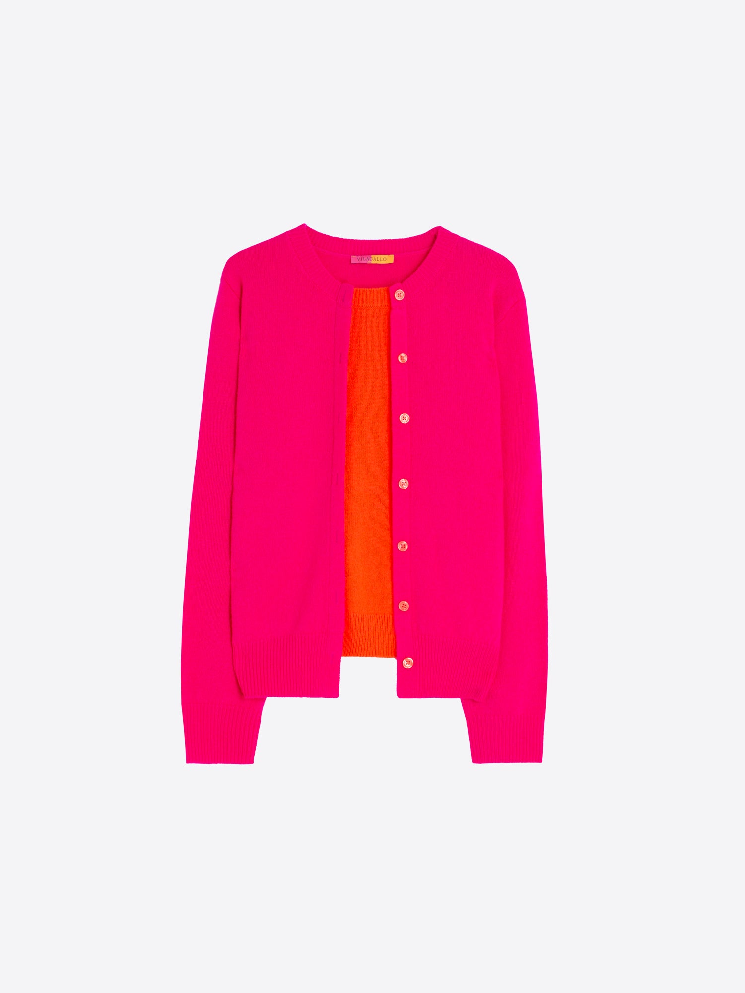 FUCHSIA AND ORANGE FAUX TWIN SET CARDIGAN