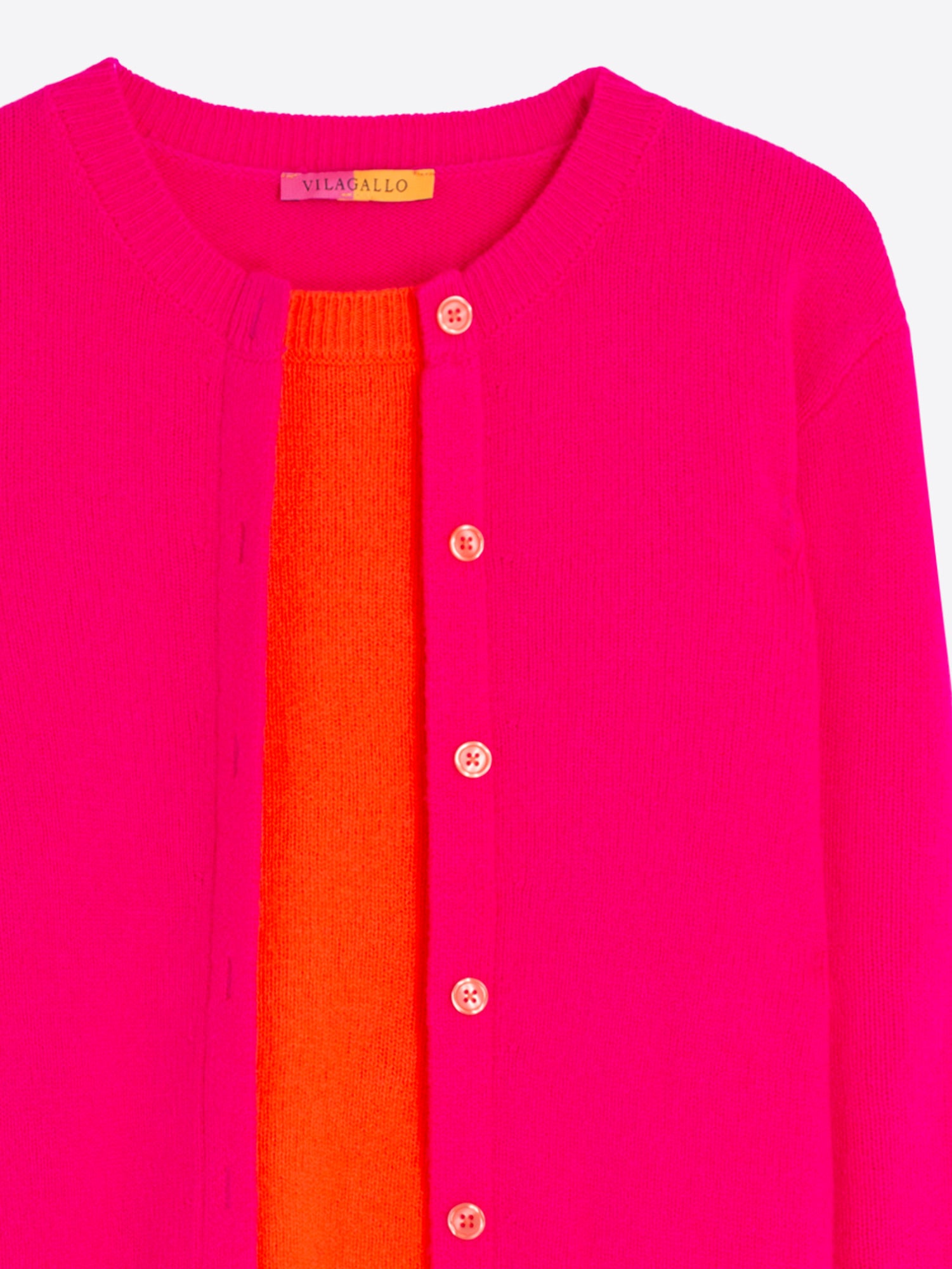 FUCHSIA AND ORANGE FAUX TWIN SET CARDIGAN