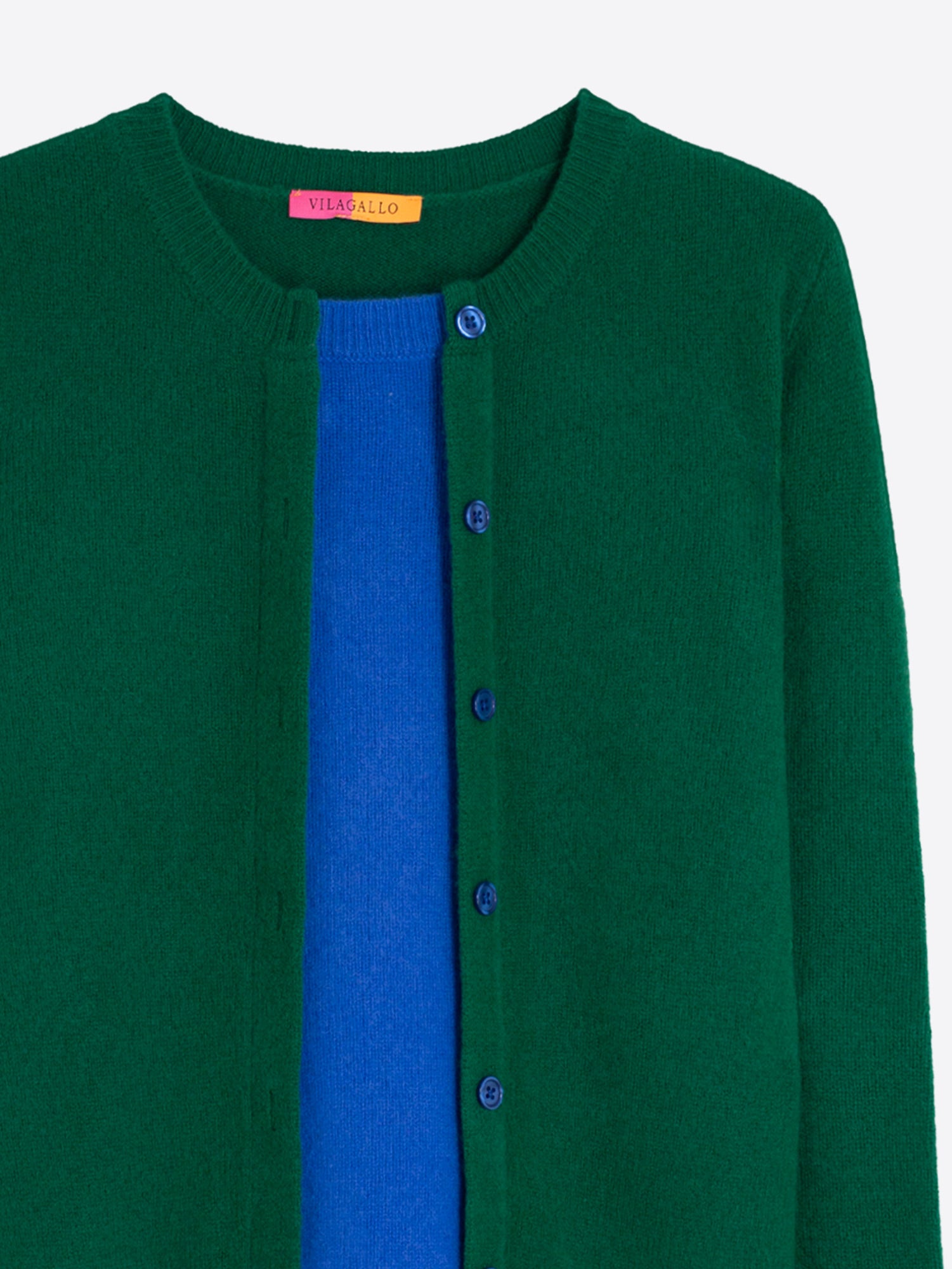 FAUX TWIN SET CARDIGAN GREEN AND BLUE