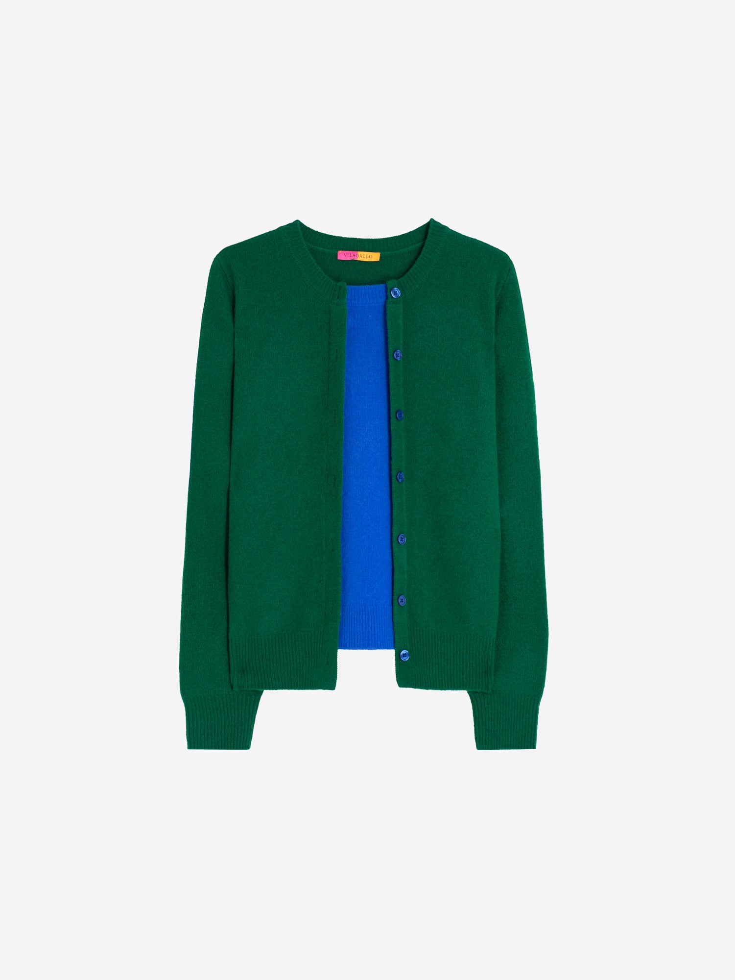 FAUX TWIN SET CARDIGAN GREEN AND BLUE