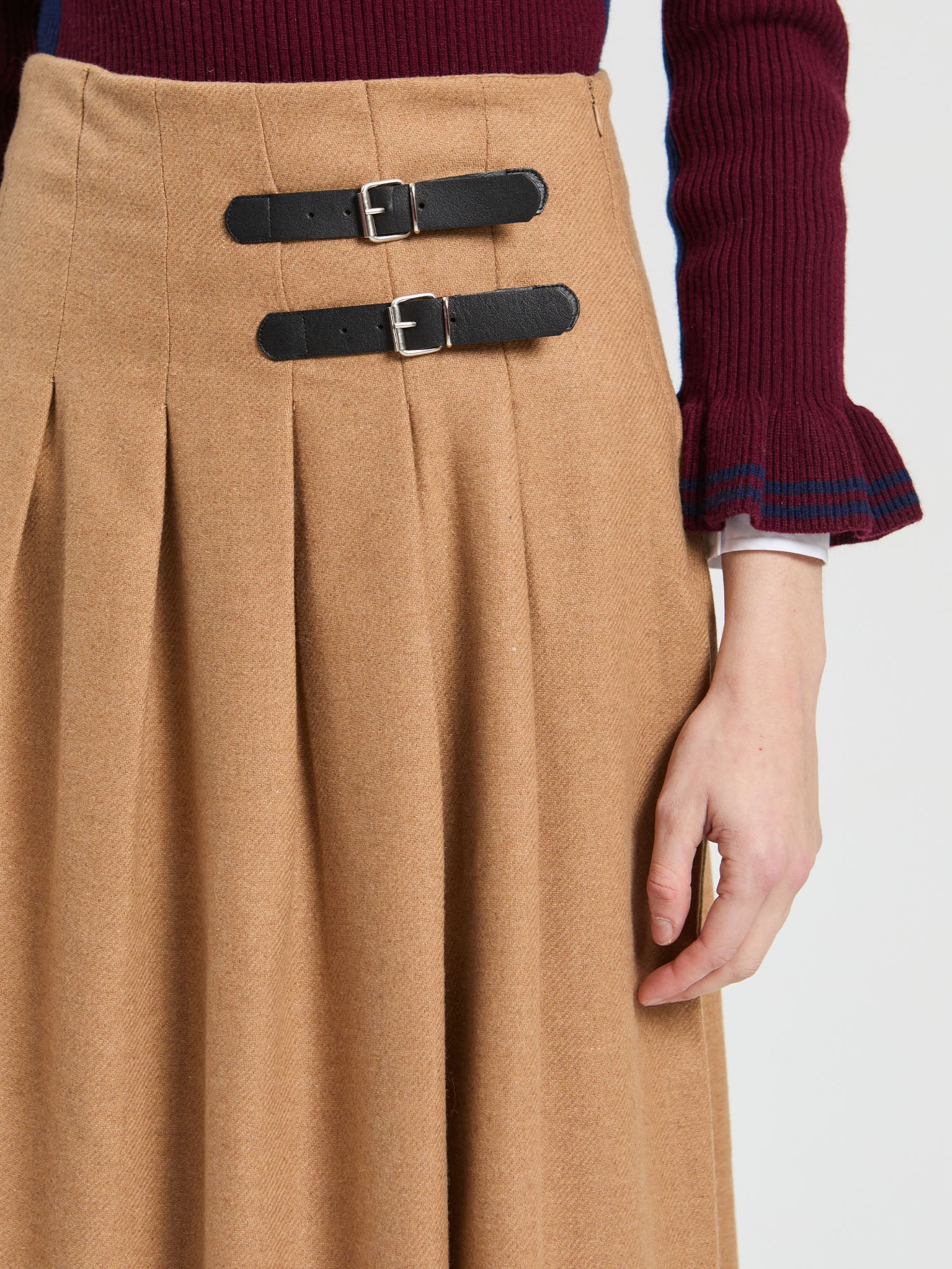 BEIGE TWEED LONG SKIRT