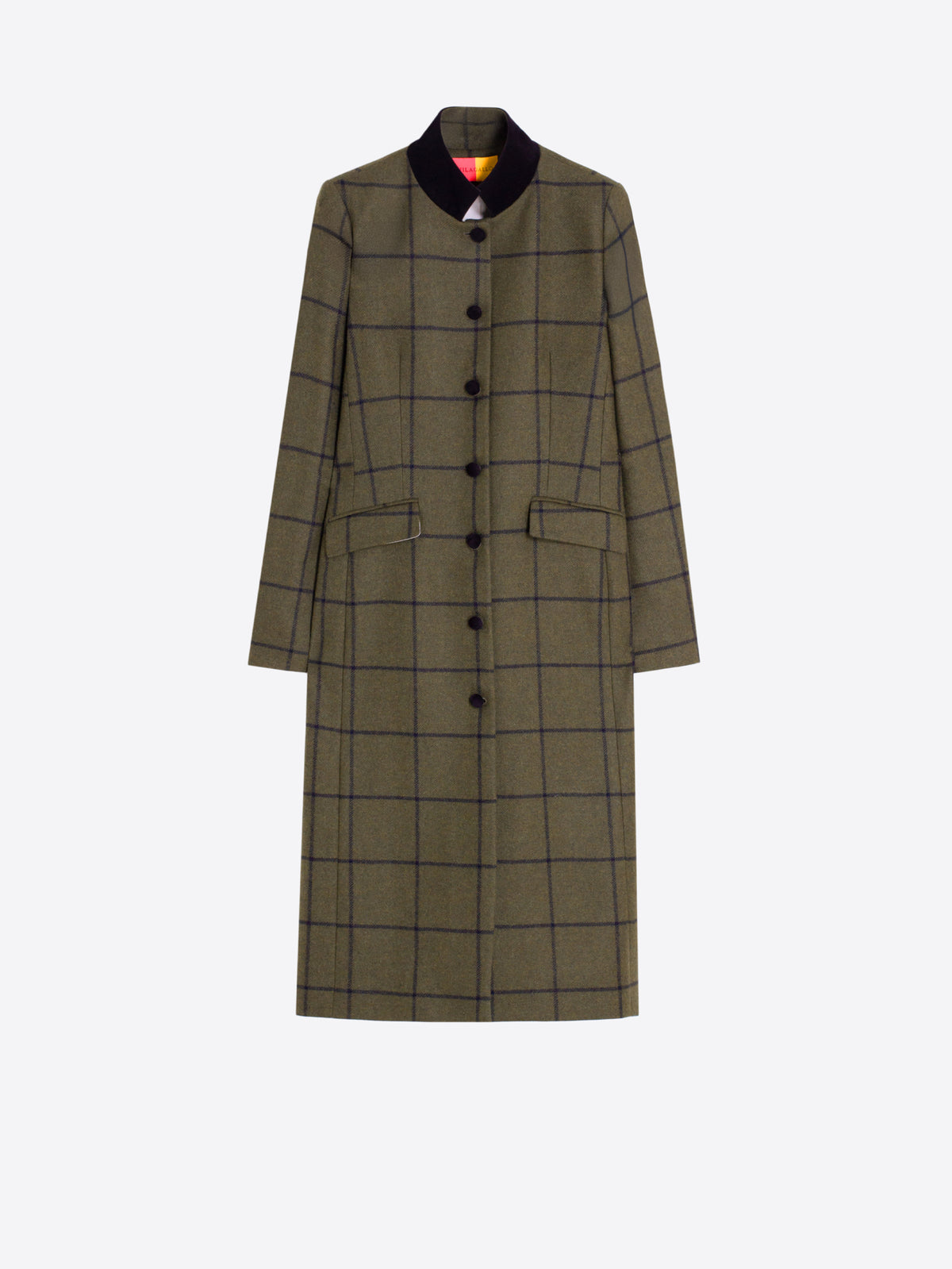 GREEN AND BLACK PLAID COAT
