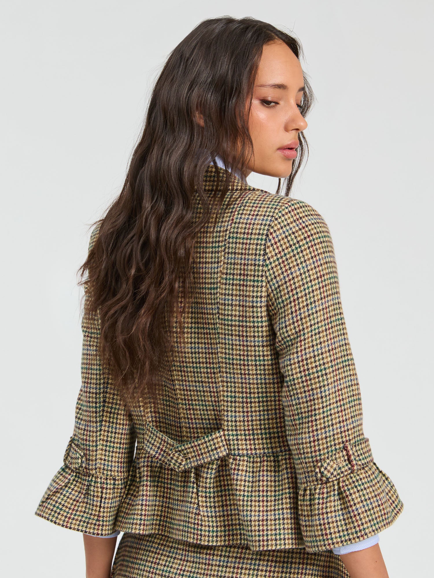 HOUNDSTOOTH JACKET RUFFLE SLEEVE