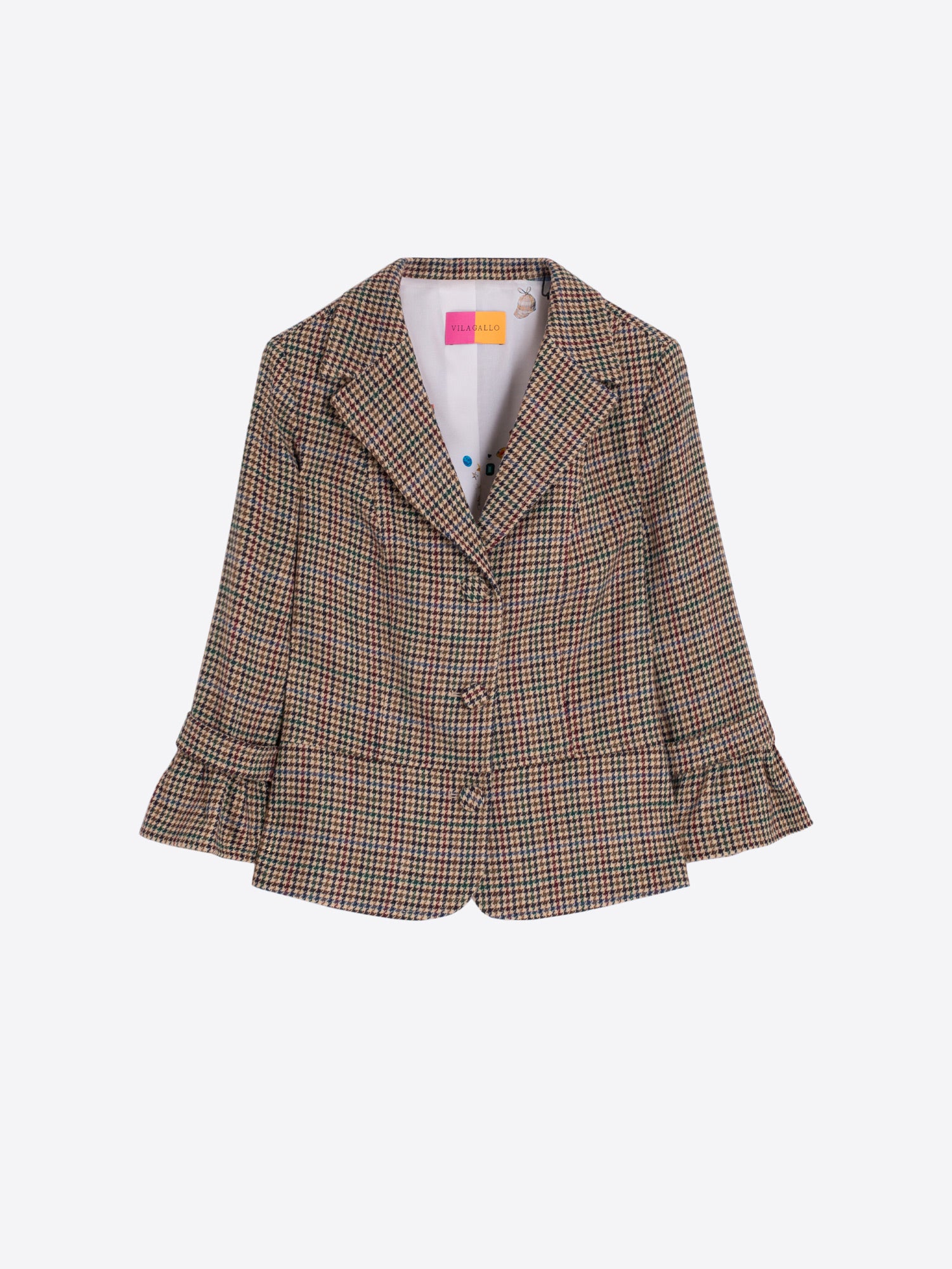 HOUNDSTOOTH JACKET RUFFLE SLEEVE