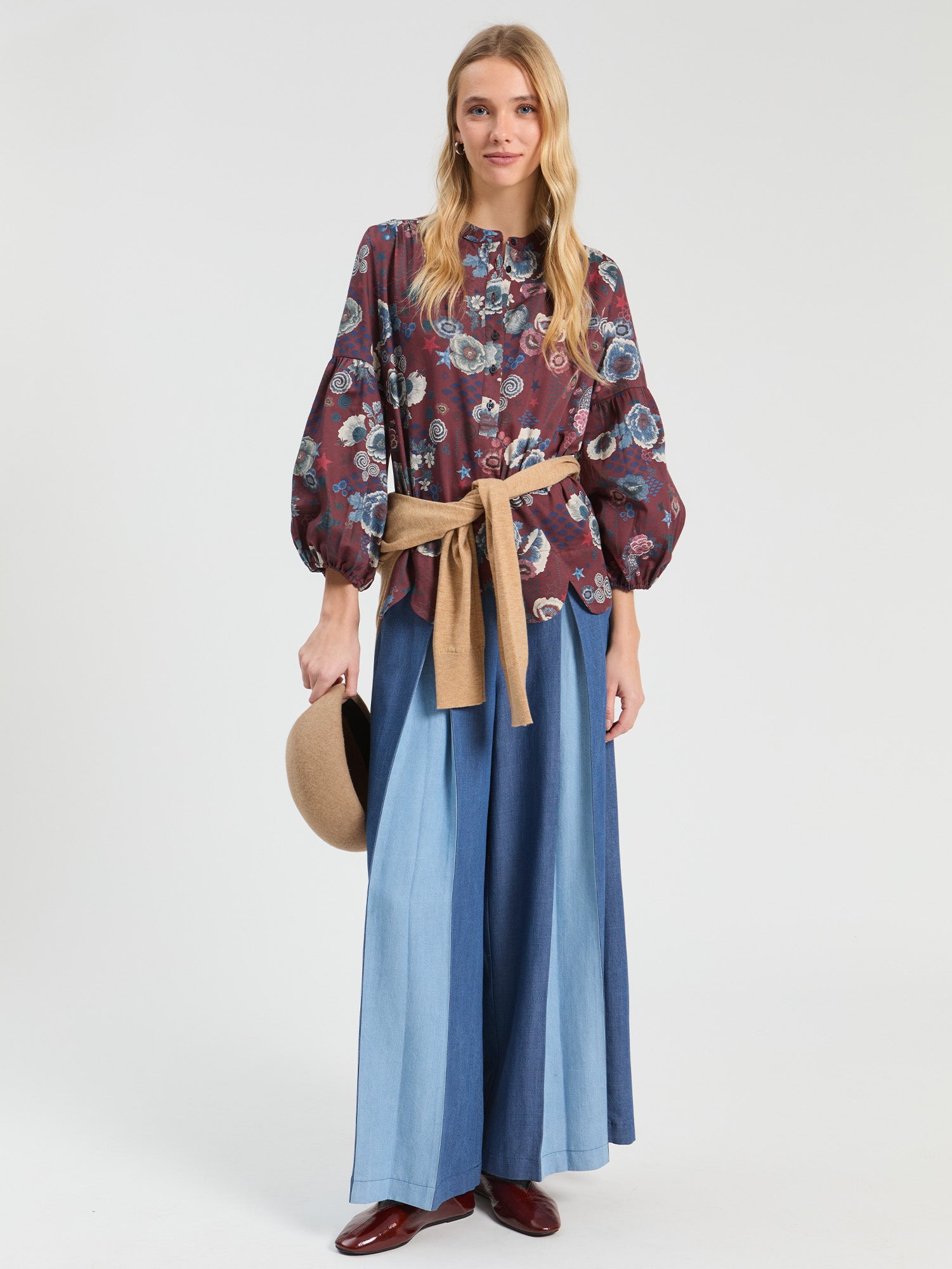BURGUNDY FLORAL PRINT SHIRT