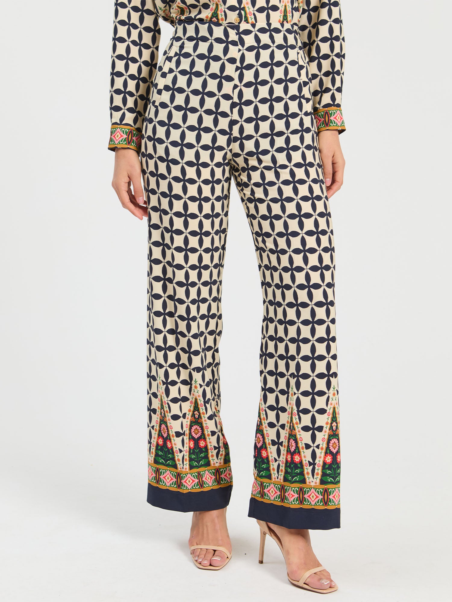 FOLK GEOMETRIC PRINT TROUSERS