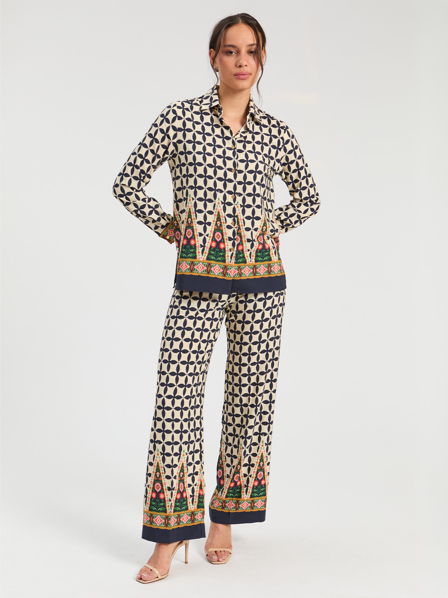 FOLK GEOMETRIC PRINT TROUSERS