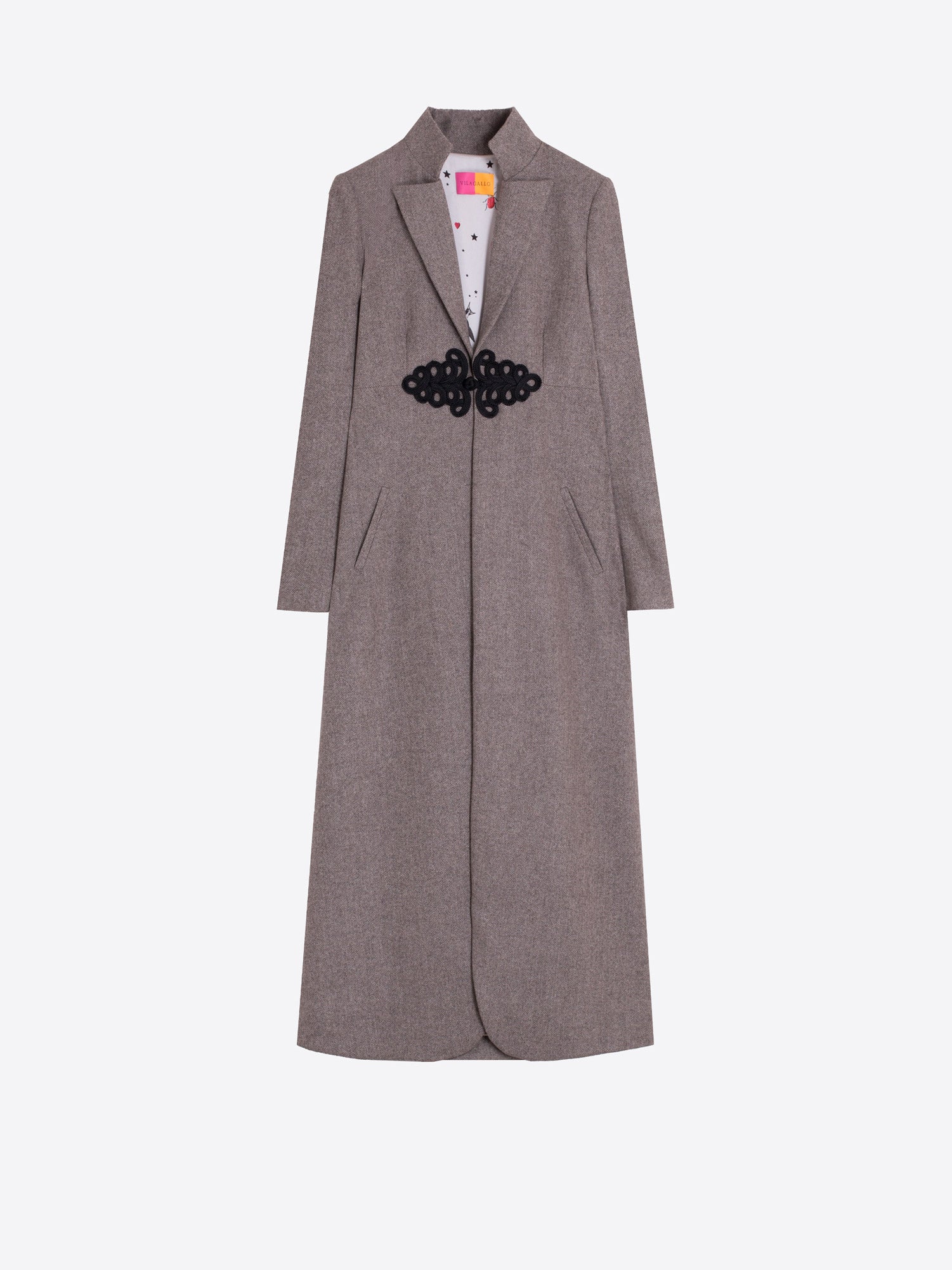 HERRINGBONE WOOL COAT BROWN ALAMAR