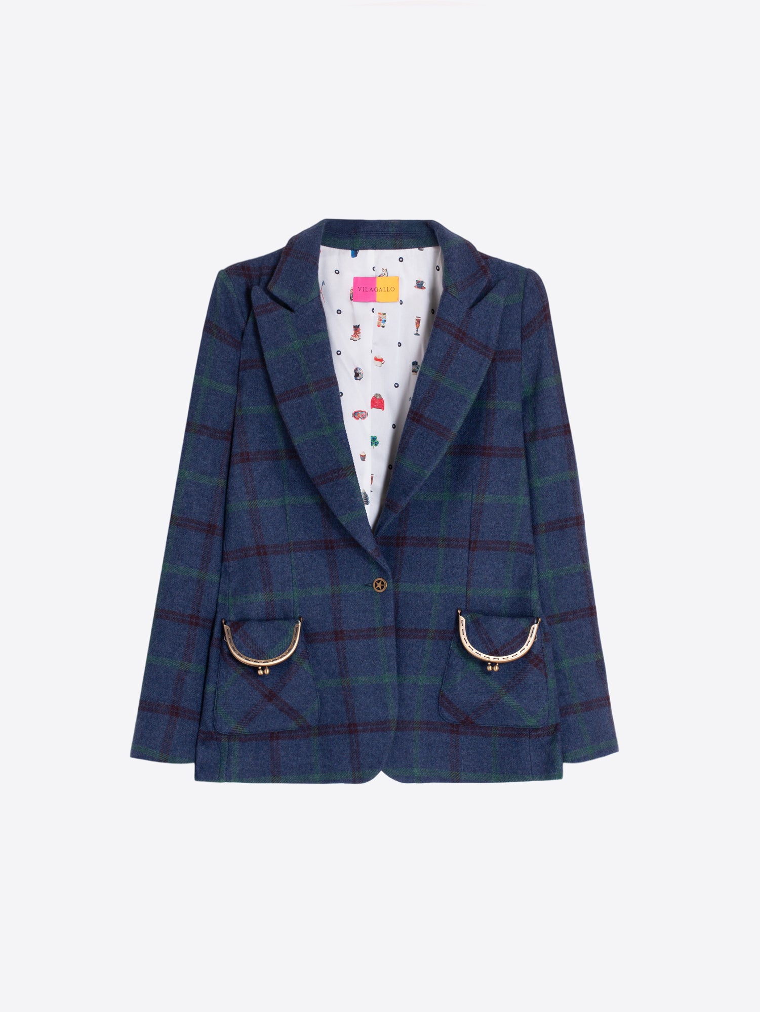 BLUE AND GREEN PLAID JACKET