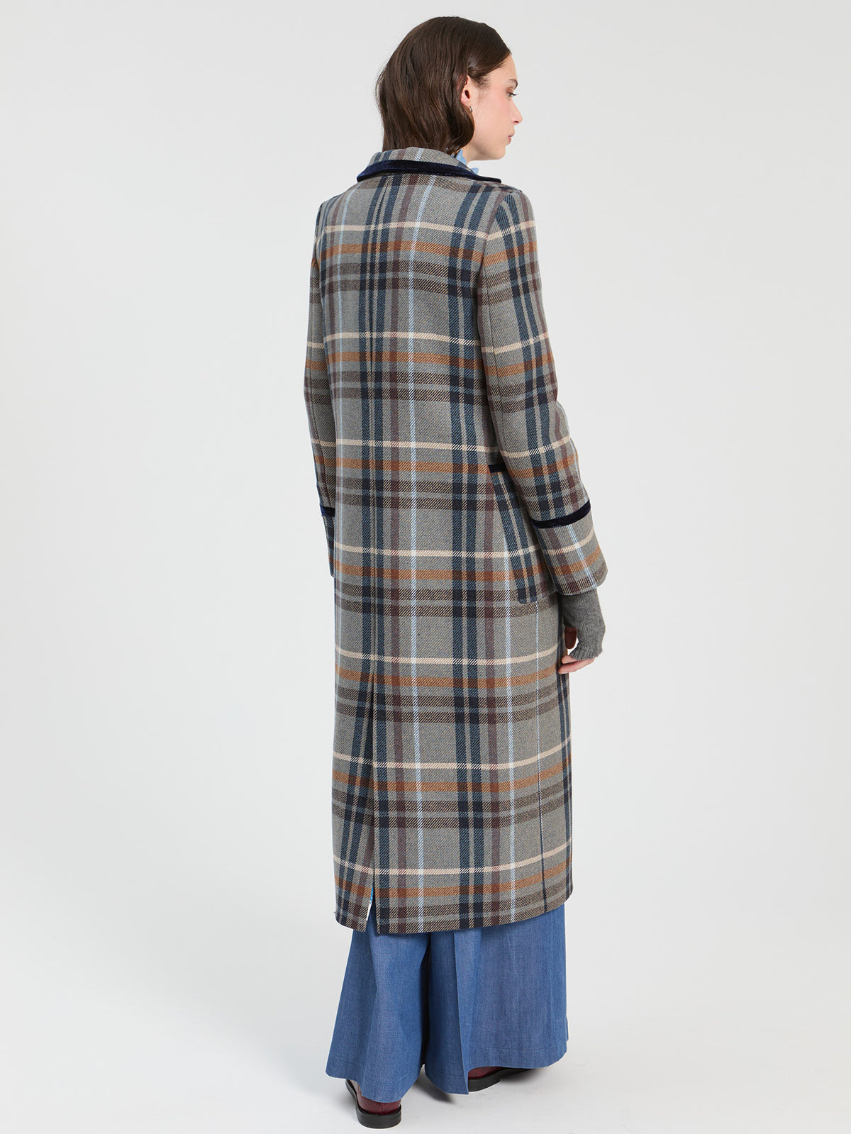 LONG PLAID WOOL COAT