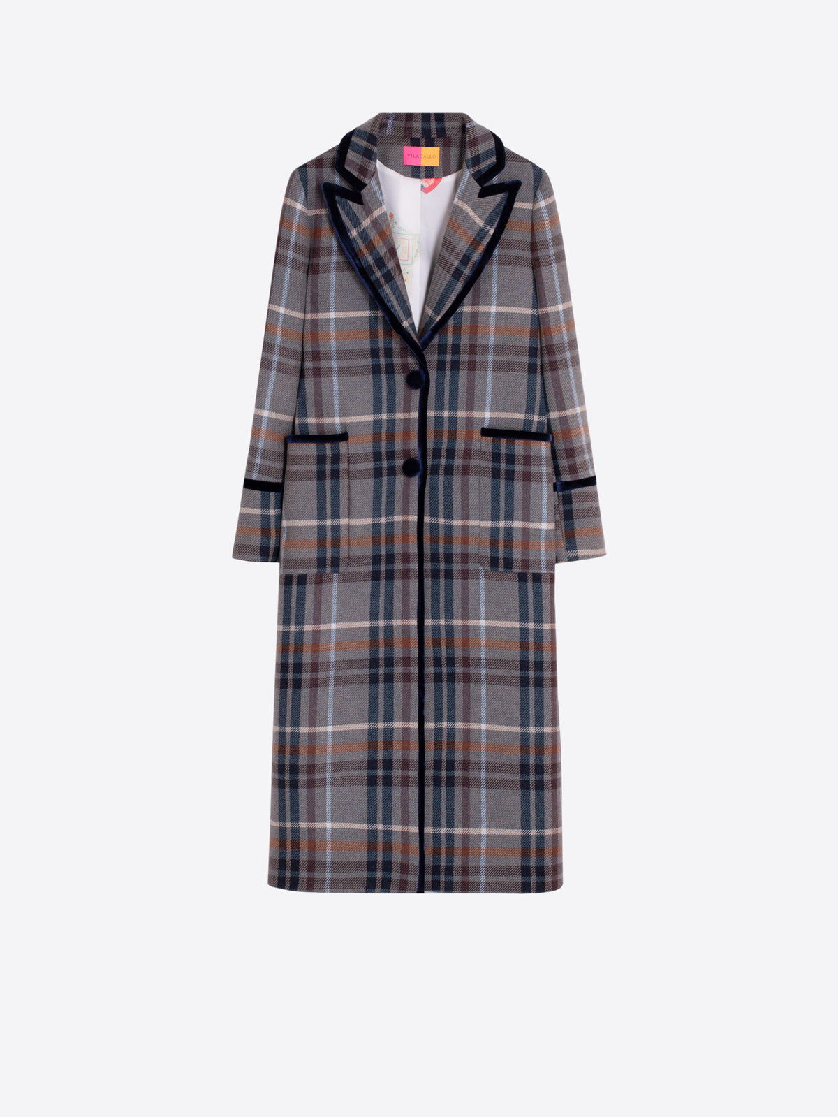 LONG PLAID WOOL COAT