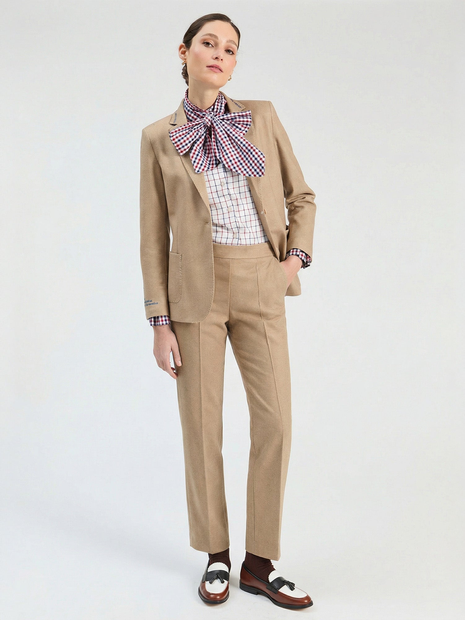 HERRINGBONE BEIGE TROUSERS