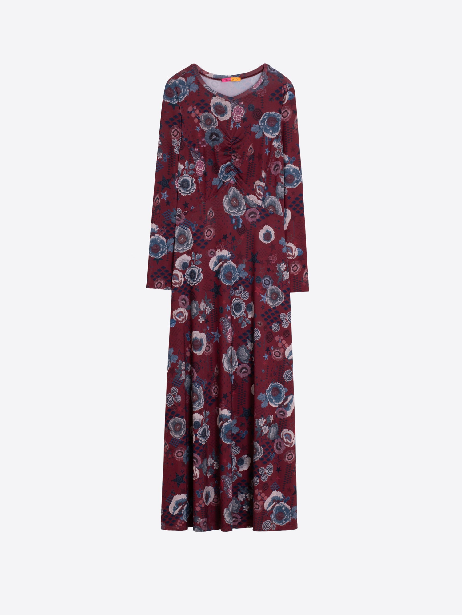 VESTIDO LARGO BURDEOS FLORAL