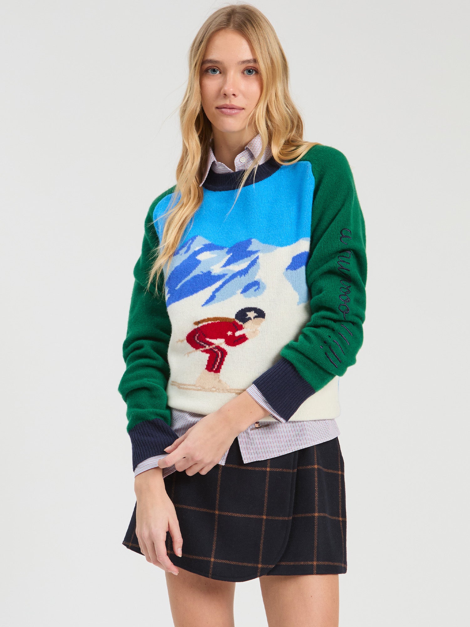 JERSEY BORDADO SKI VERDE Y AZUL