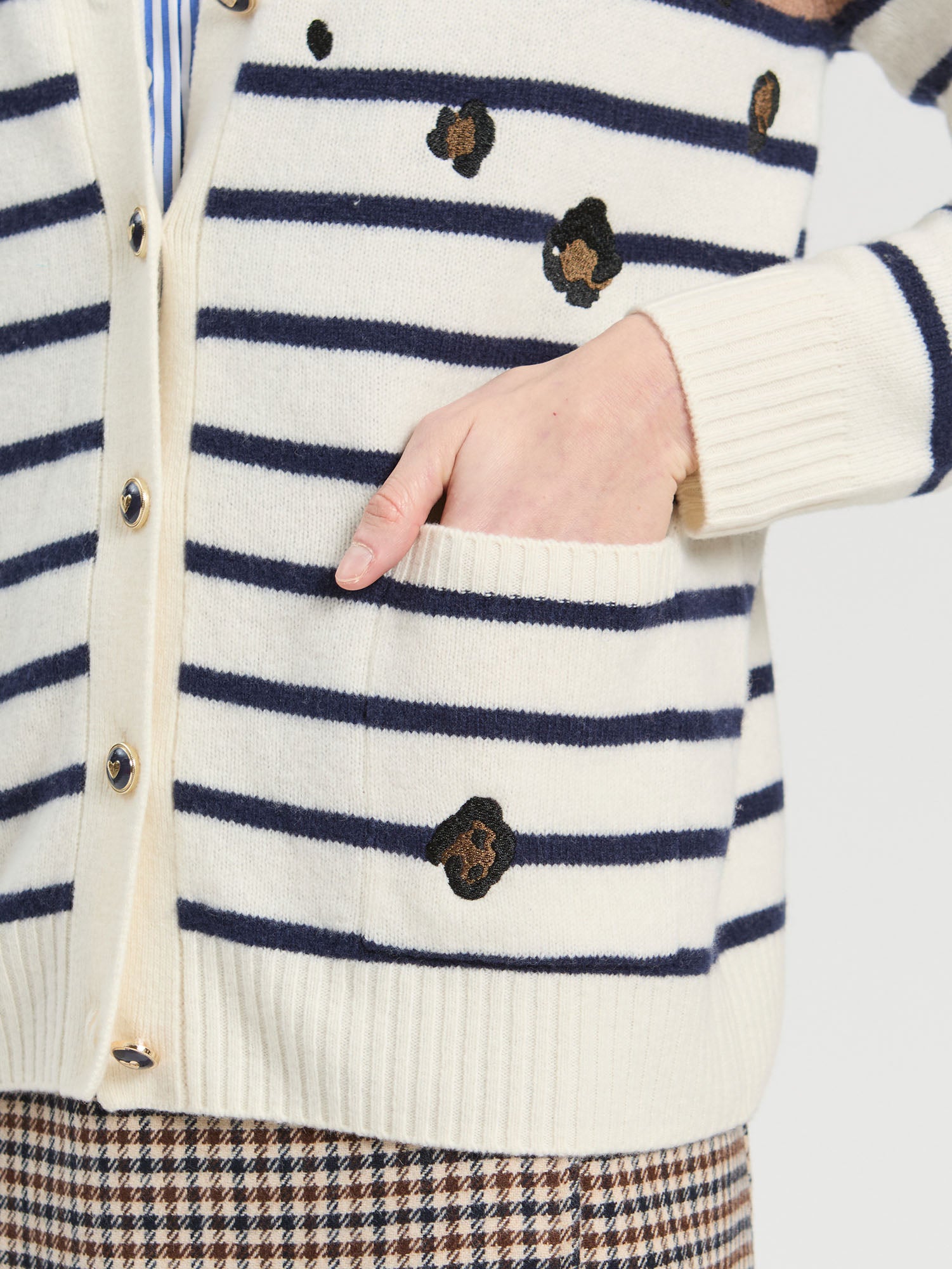 LEOPARD AND STRIPED CARDIGAN