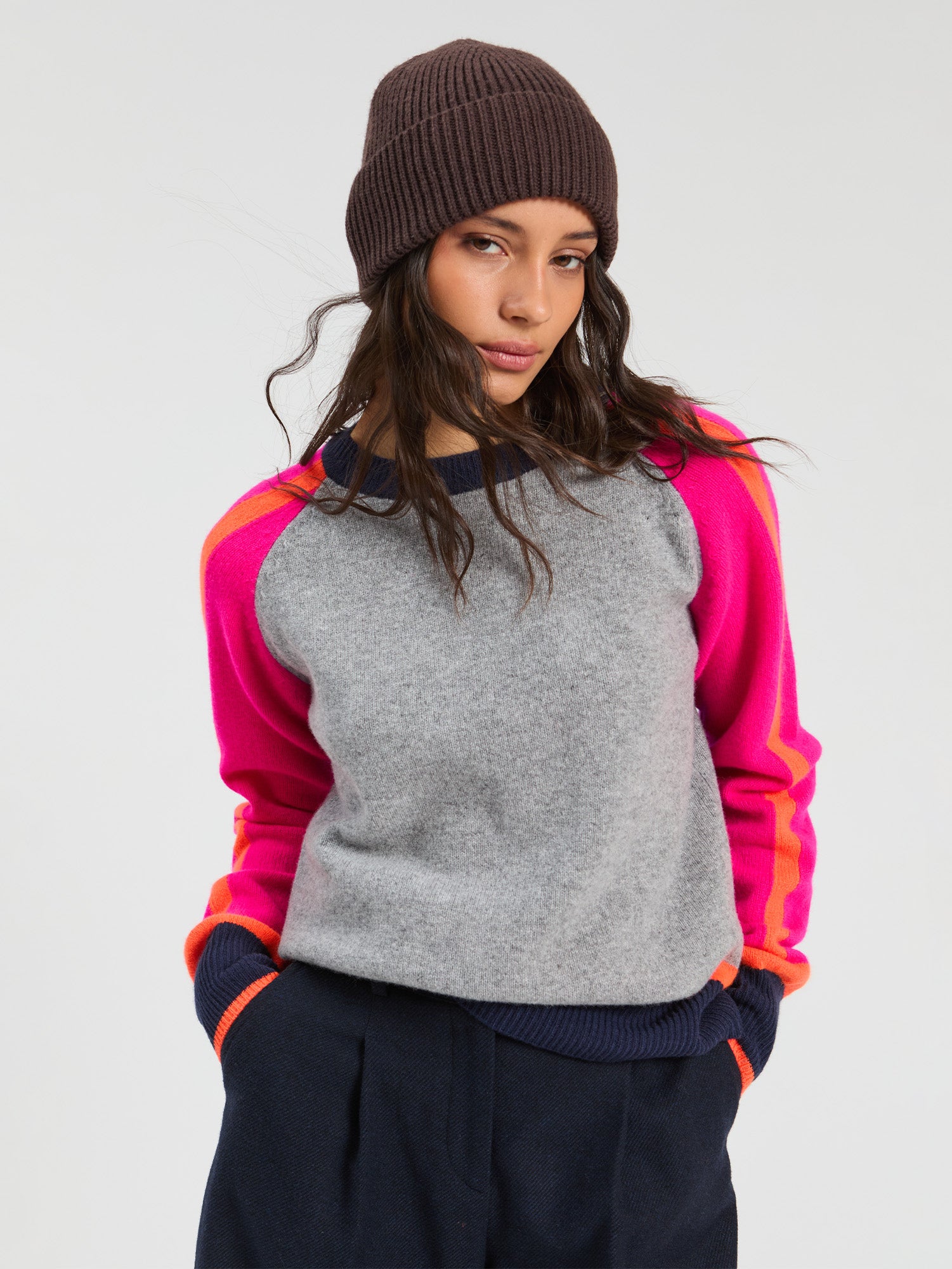GREY COLOUR BLOCK JERSEY
