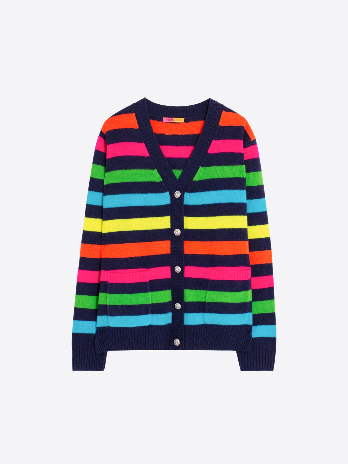NAVY MULTICOLOR STRIPED CARDIGAN