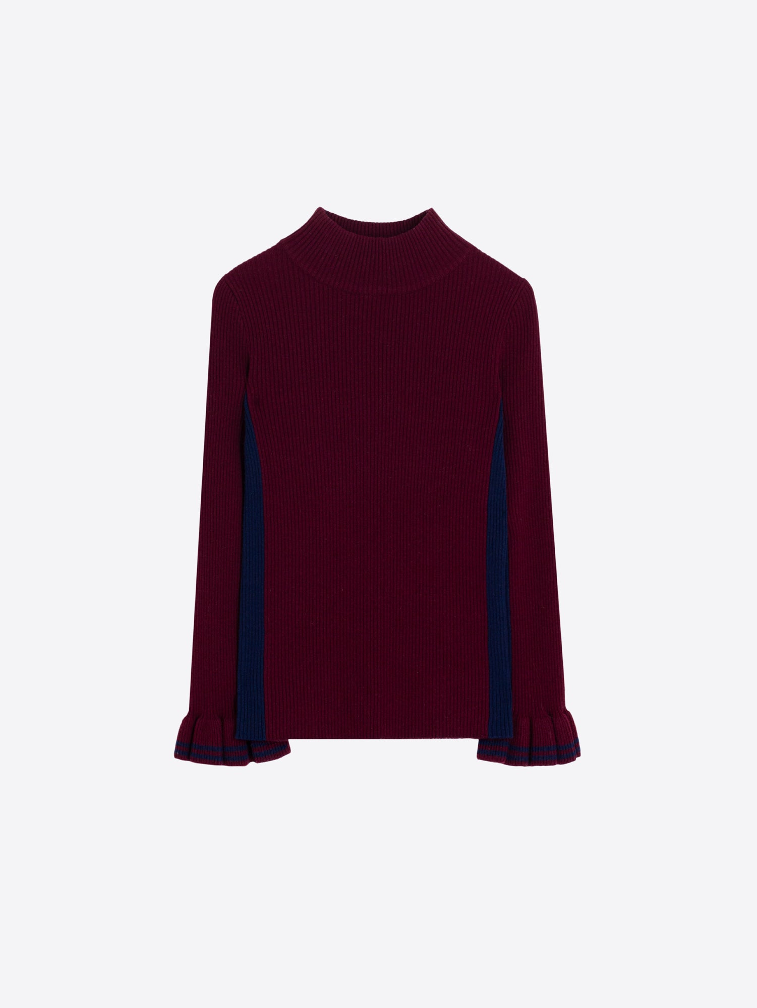 BORDEAUX RUFFLE CHANNEL JUMPER