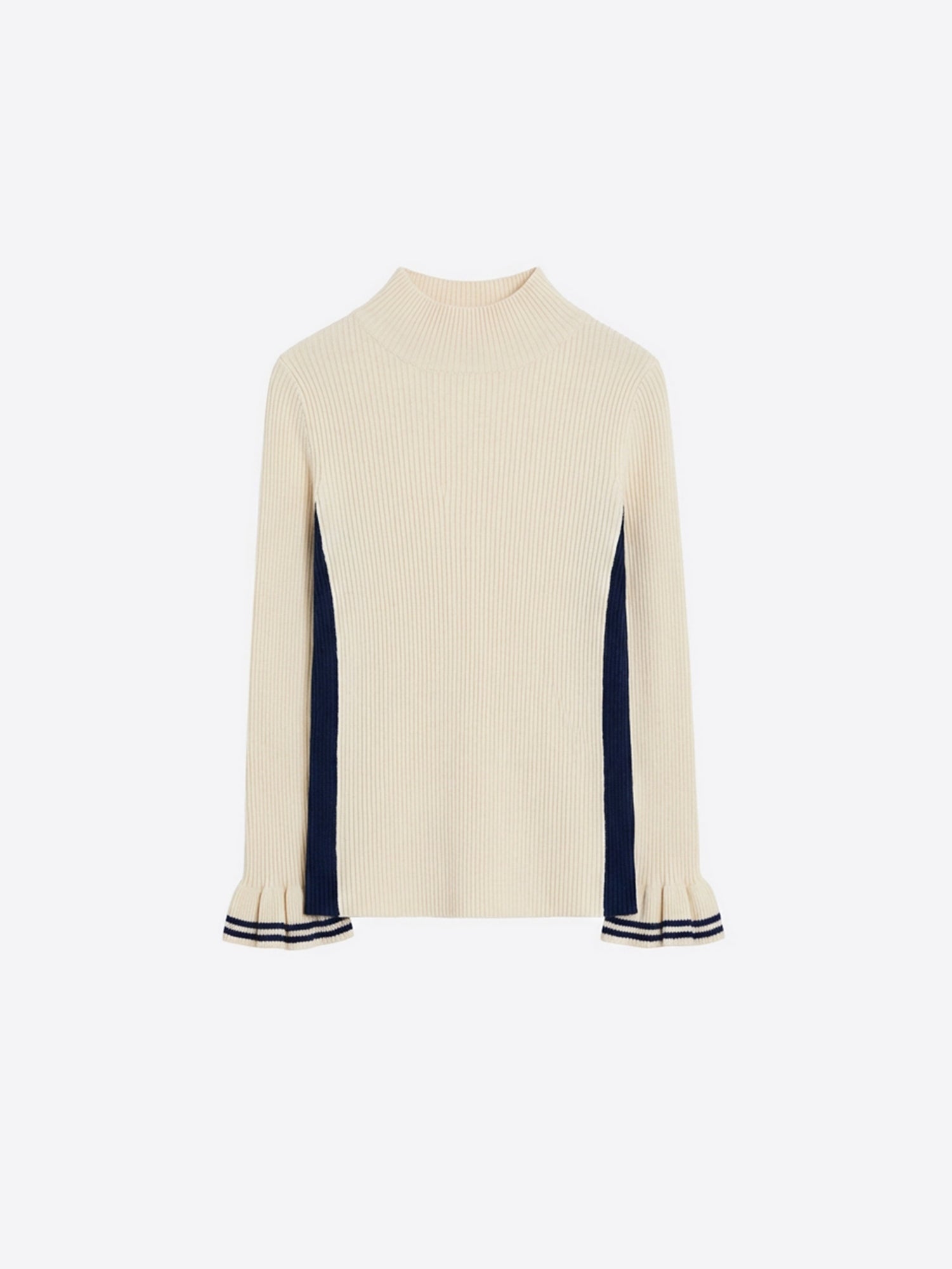 OFF-WHITE RIBBED JERSEY WITH RUFFLE