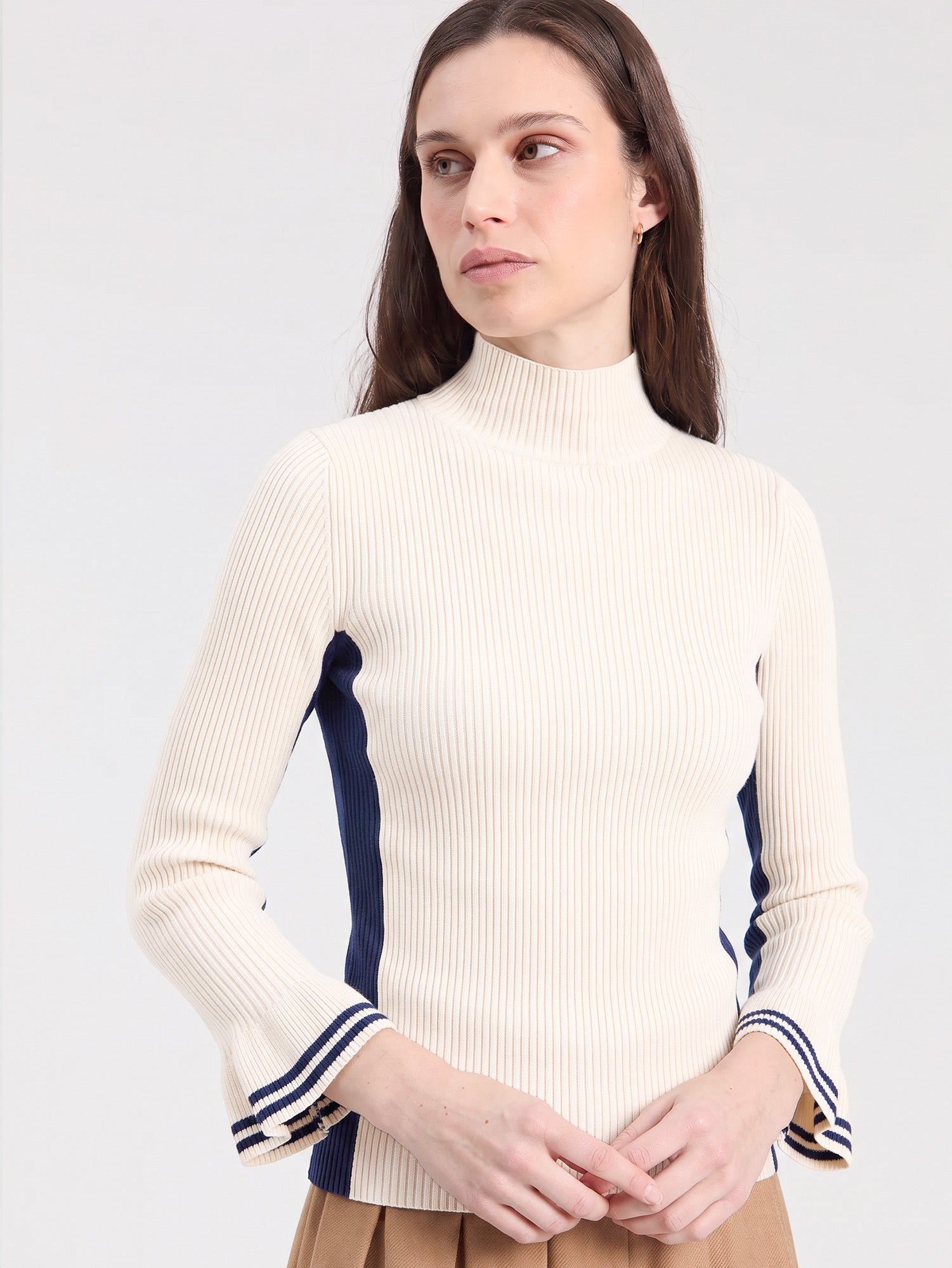 OFF-WHITE RIBBED JERSEY WITH RUFFLE