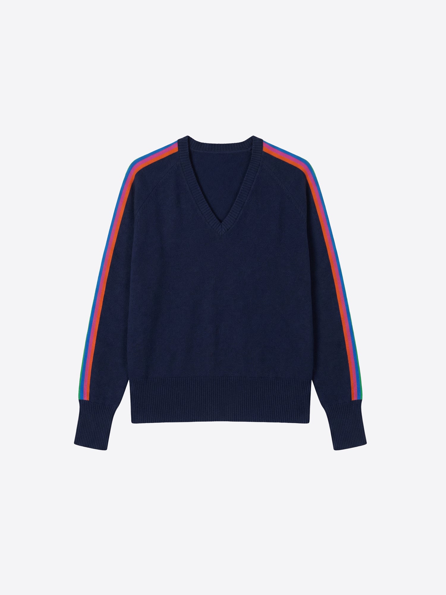 NAVY MULTICOLOR V-NECK SWEATER