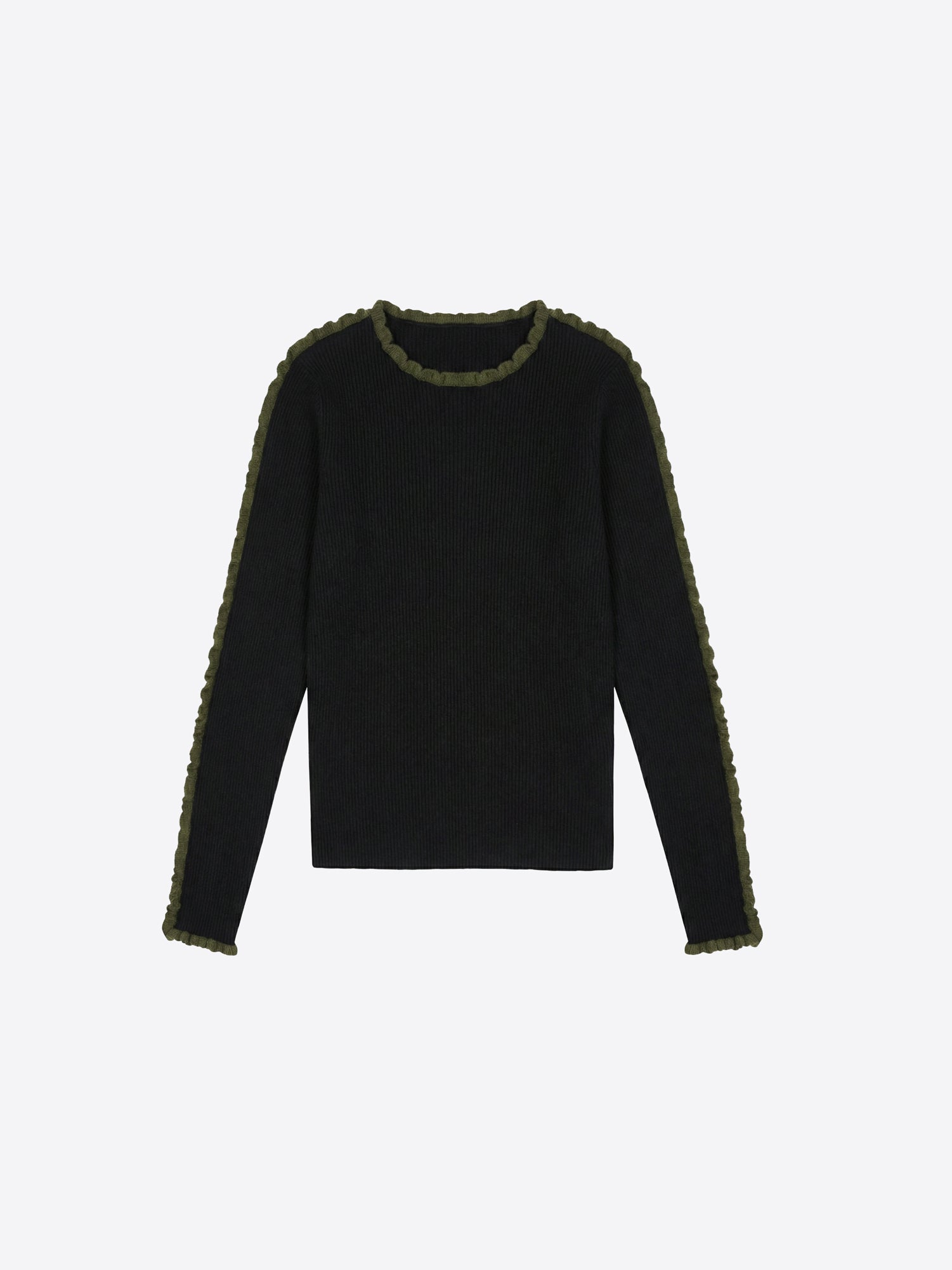 BLACK RUFFLED SWEATER