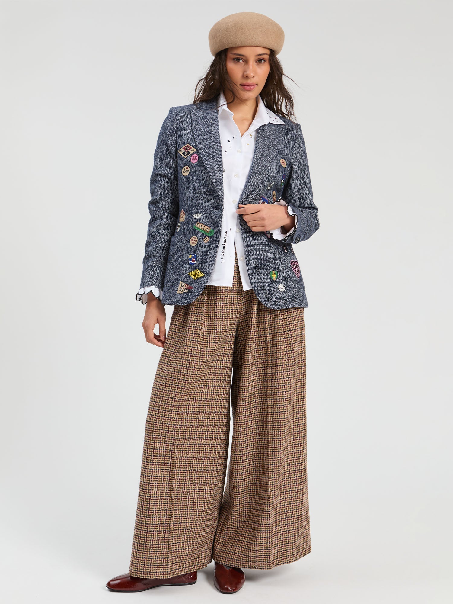 BLUE WOOL JACKET EMBROIDERED BADGES