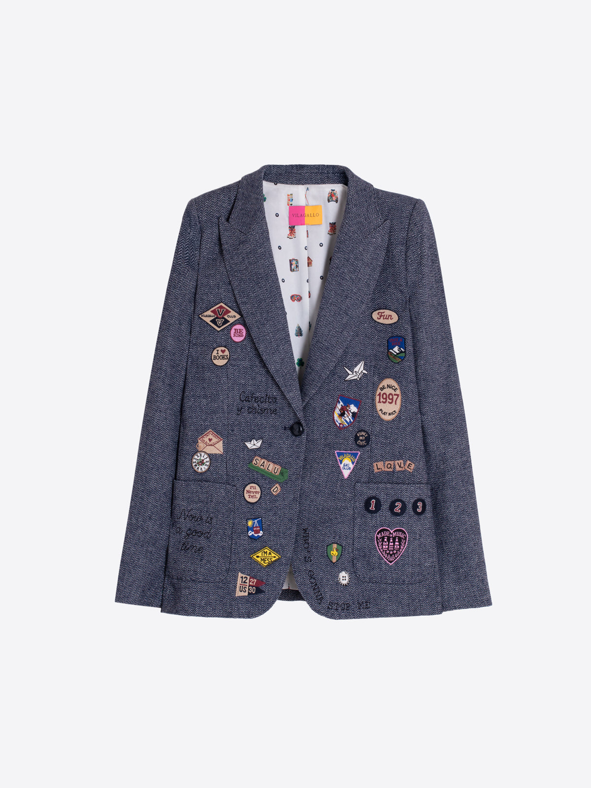 CHAQUETA LANA AZUL INSIGNIAS BORDADAS